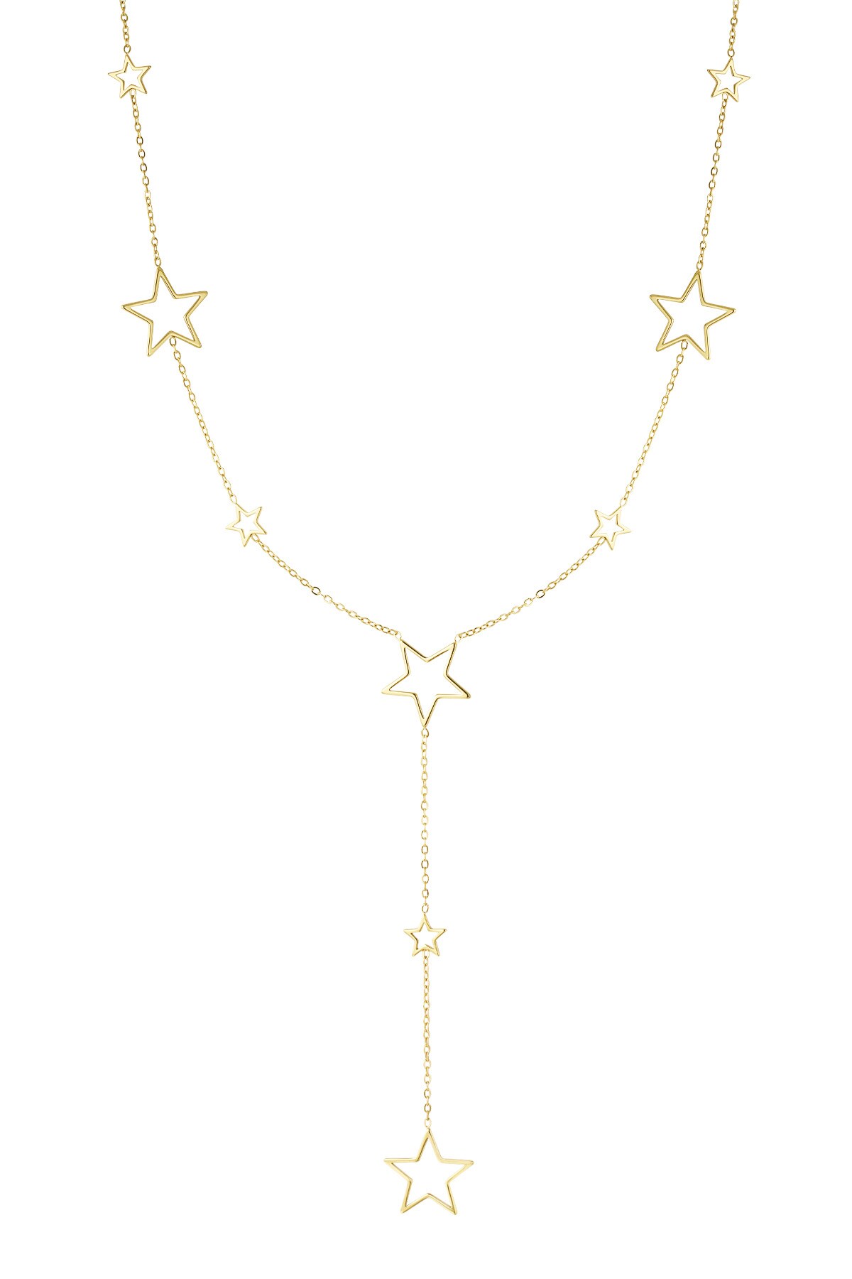 long necklace with different star charms - Gold color 