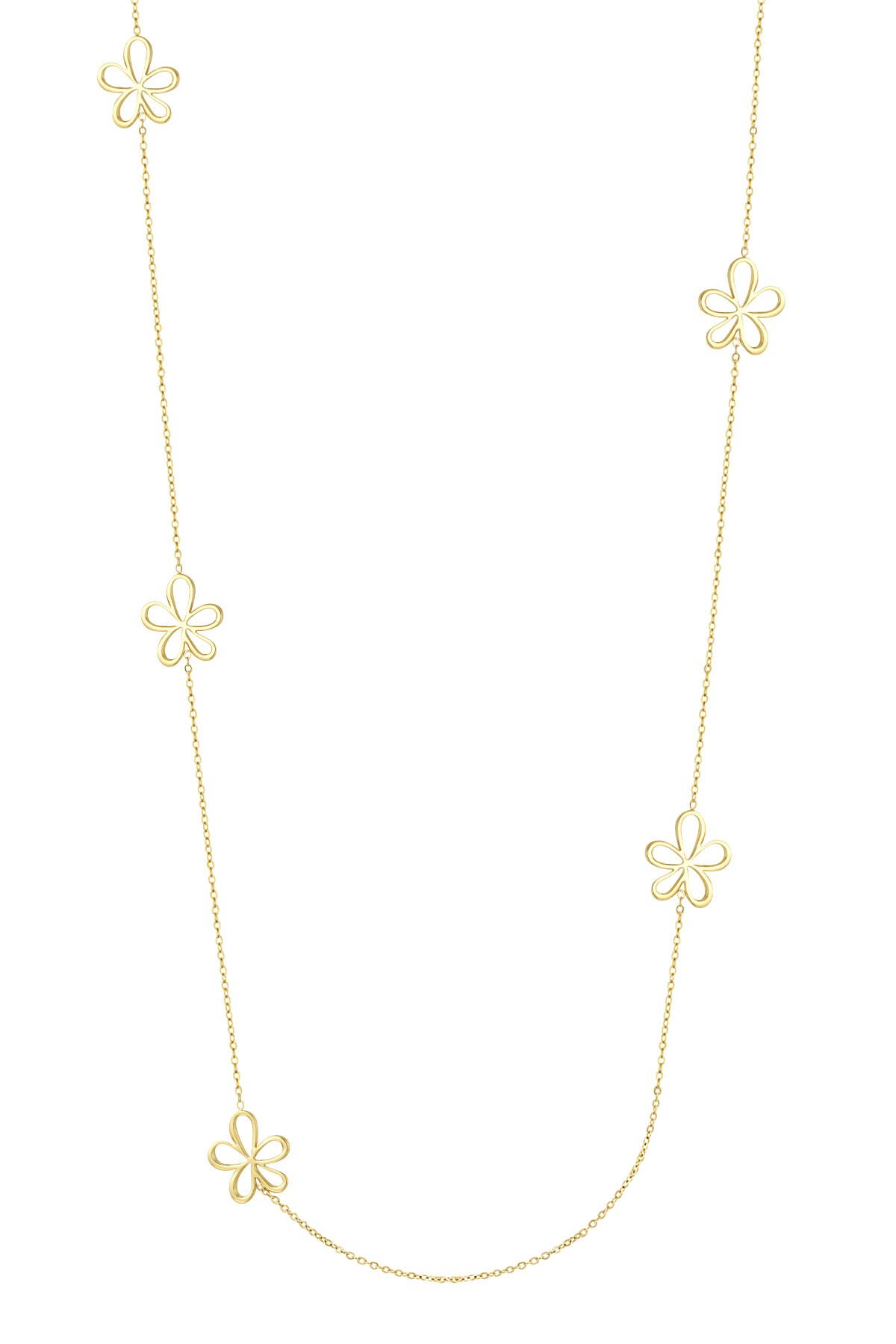 Long necklace with flower charms - Gold color 