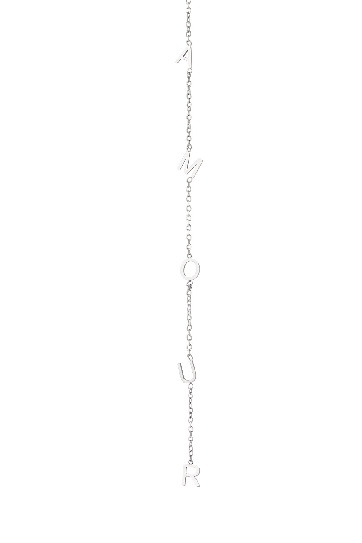 Long necklace amour - Silver color h5 Picture5