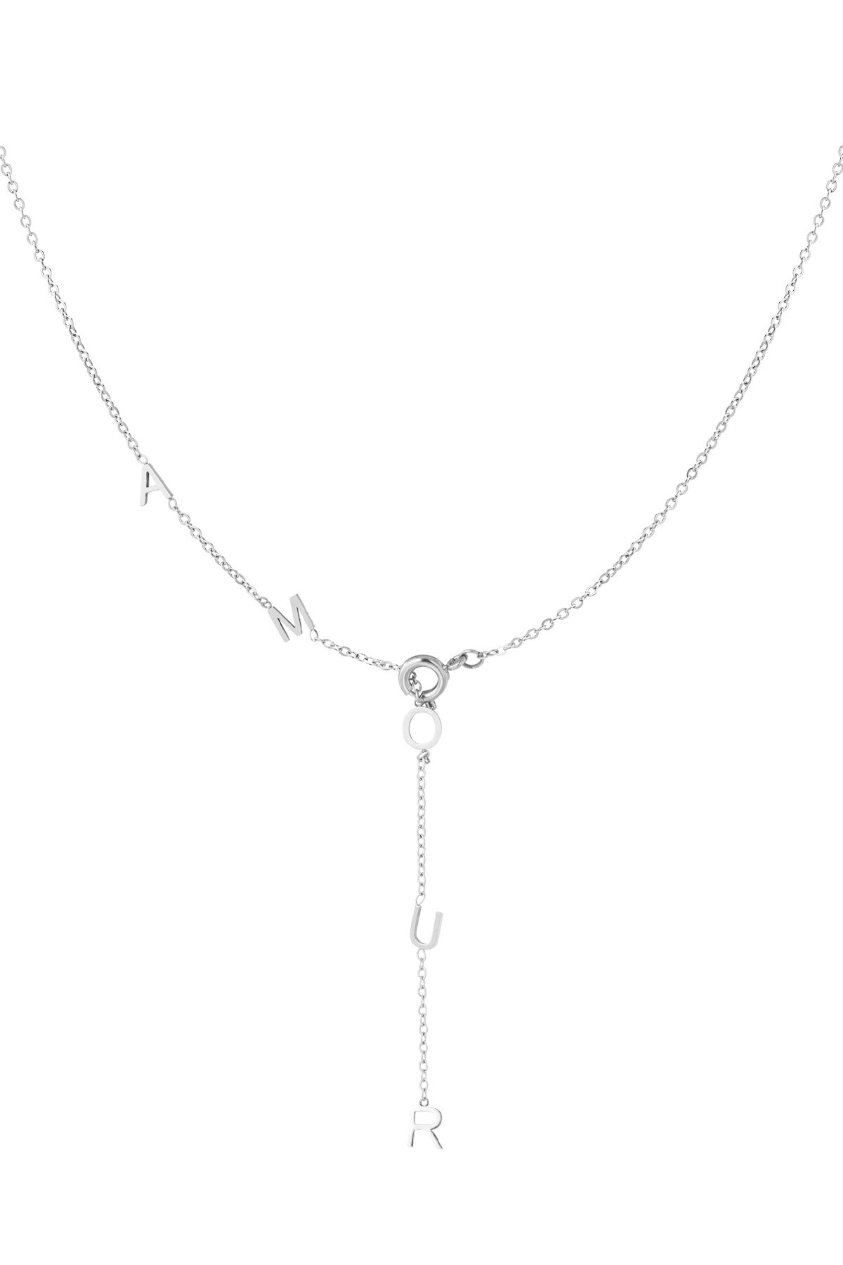 Long necklace amour - Silver color h5 