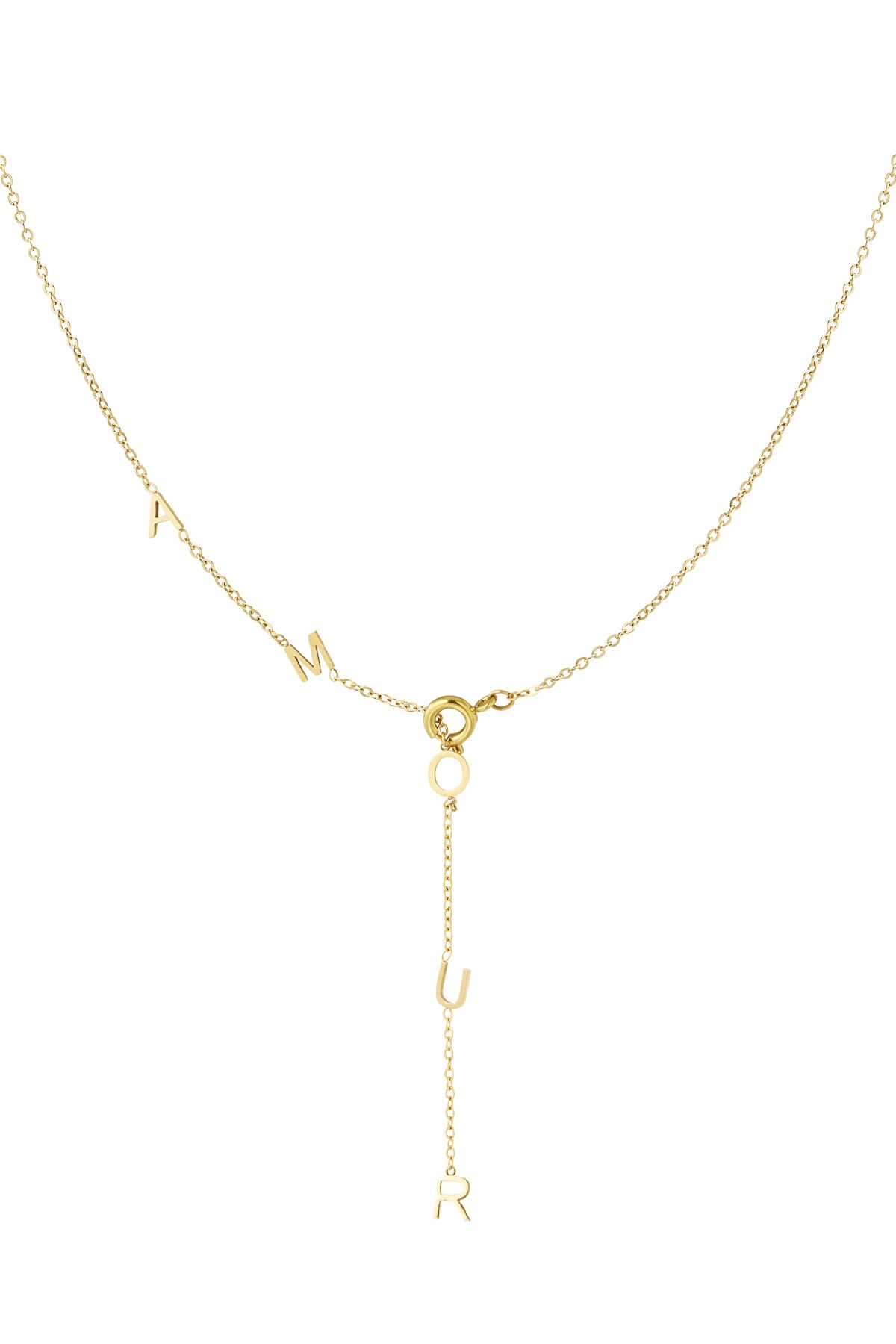 Long necklace amour - Gold color h5 