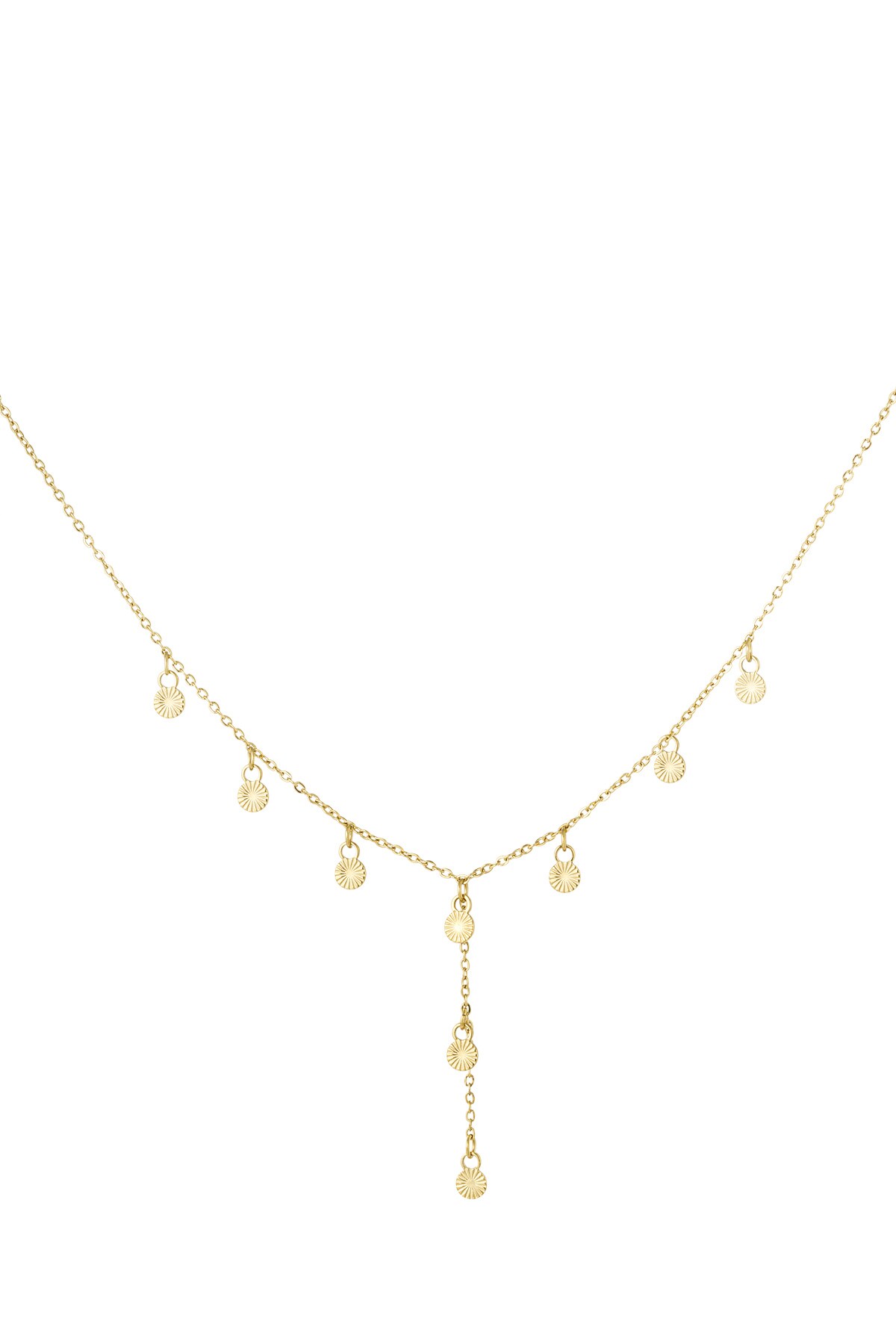 Long necklace with round charms - Gold color h5 