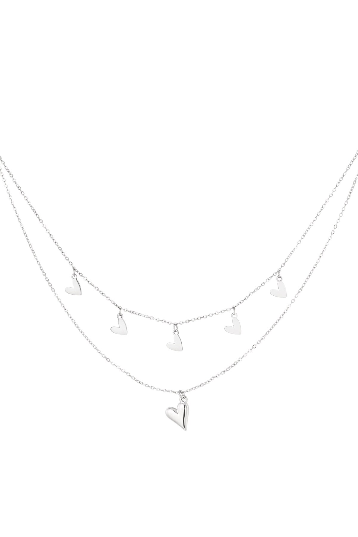 Double heart necklace - Silver color h5 