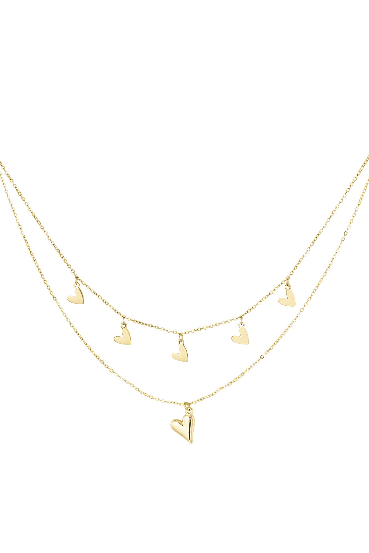 Double heart necklace - Gold color h5 