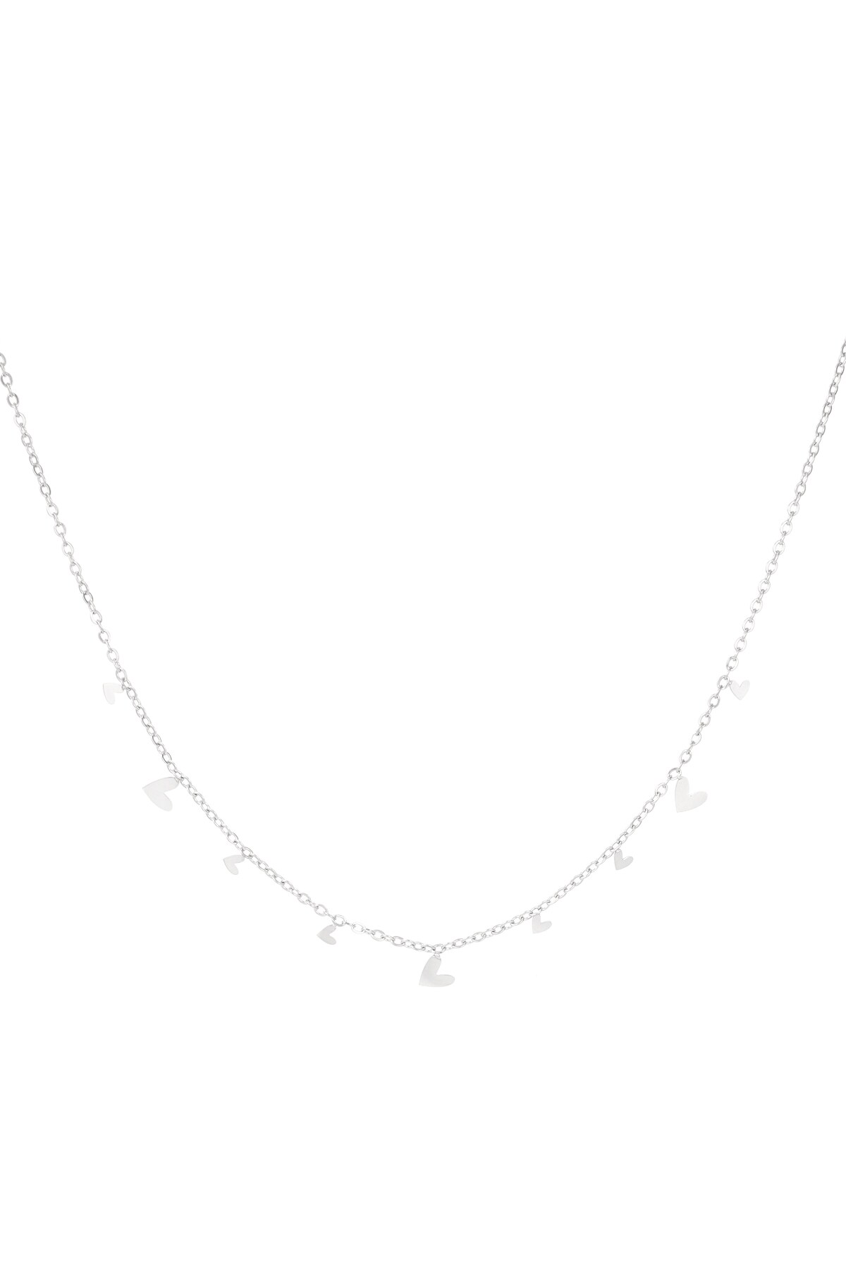 Necklace all over hearts - Silver color h5 