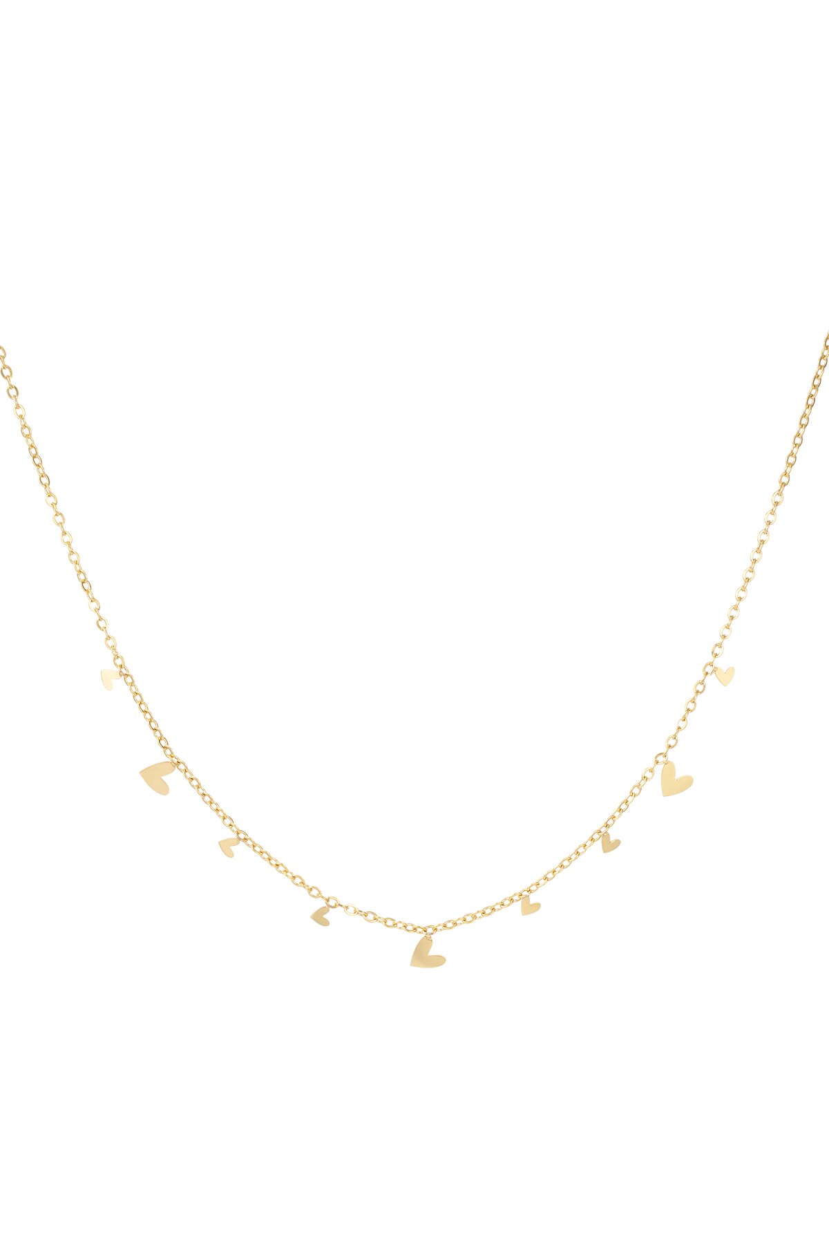 Necklace all over hearts - Gold color h5 