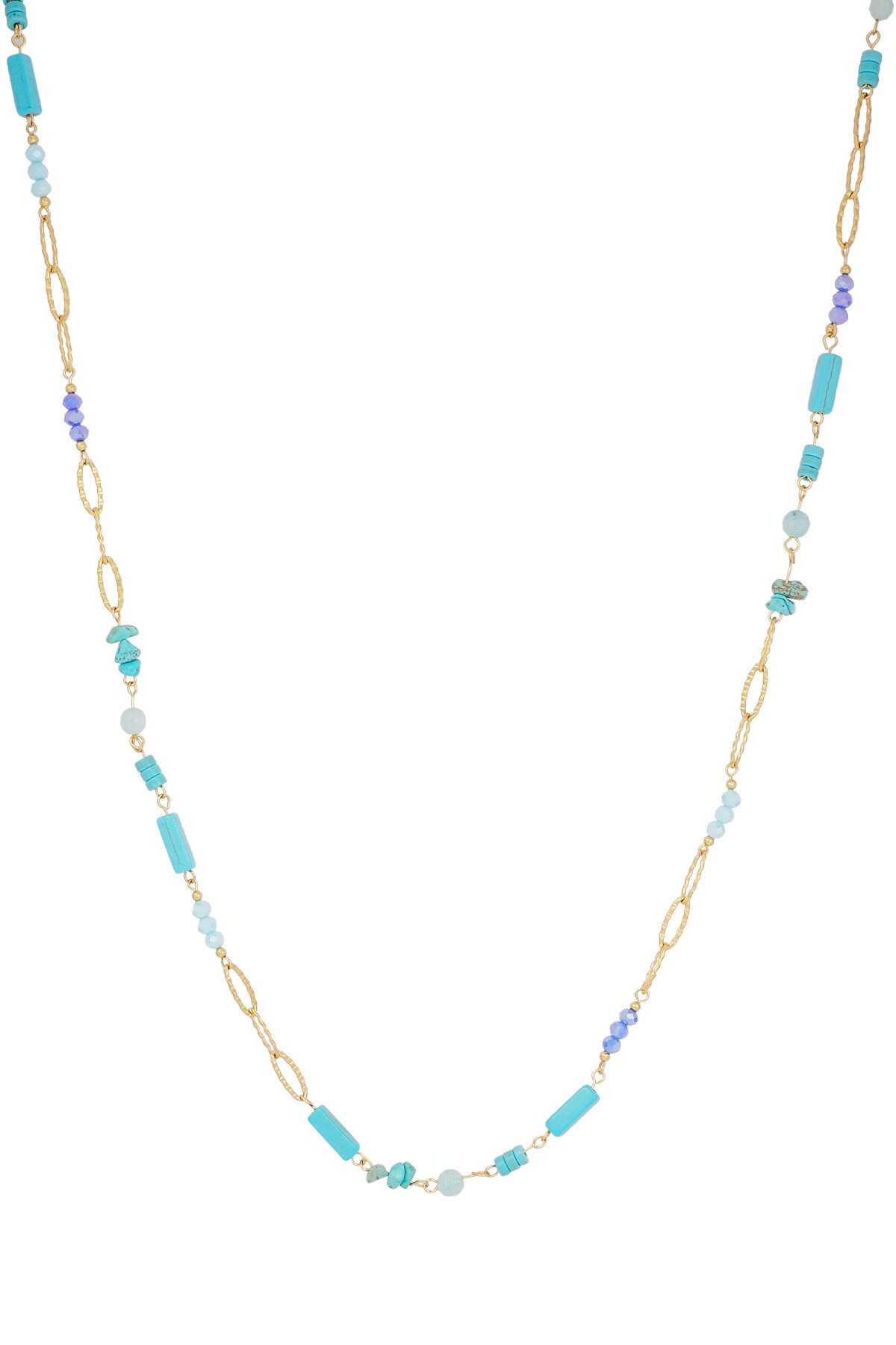 Long necklace summer feeling - blue gold 