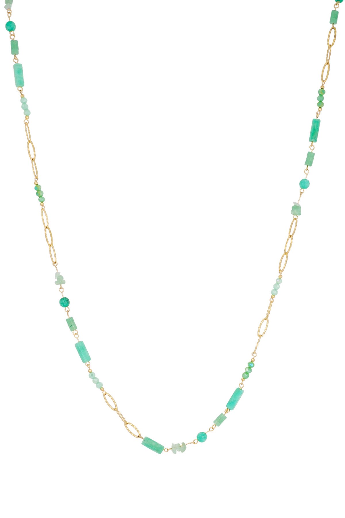 Long necklace summer feeling - green gold 