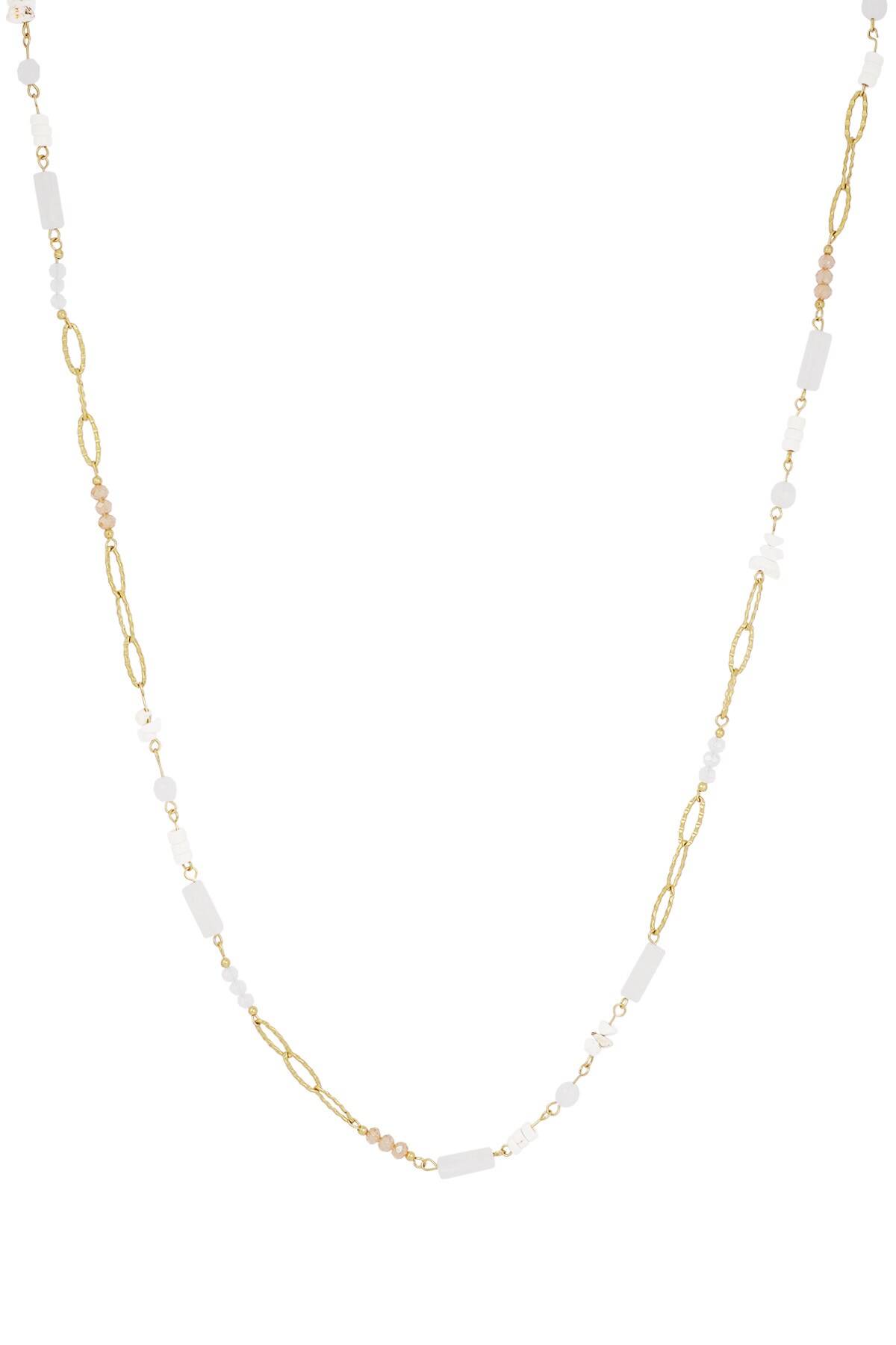 Long necklace summer feeling - beige gold h5 