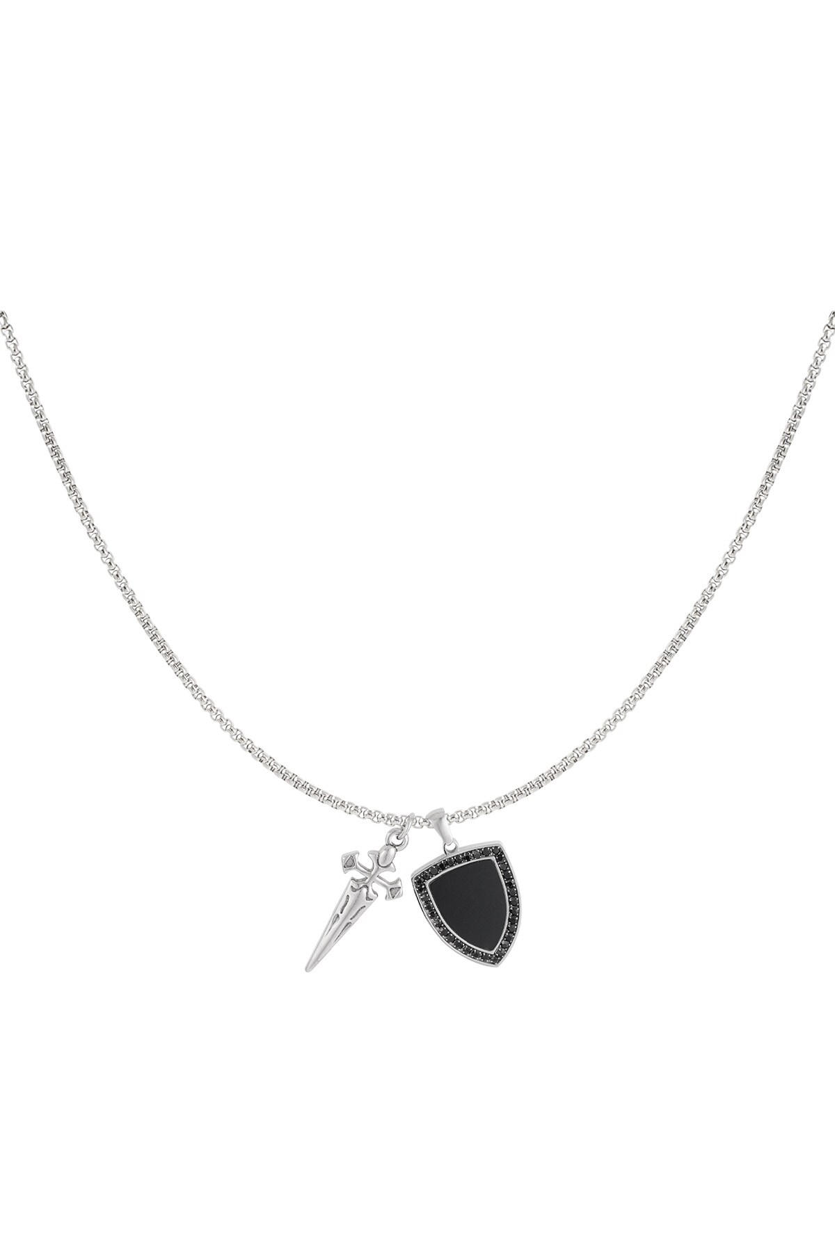 Knight men's necklace - Silver color h5 