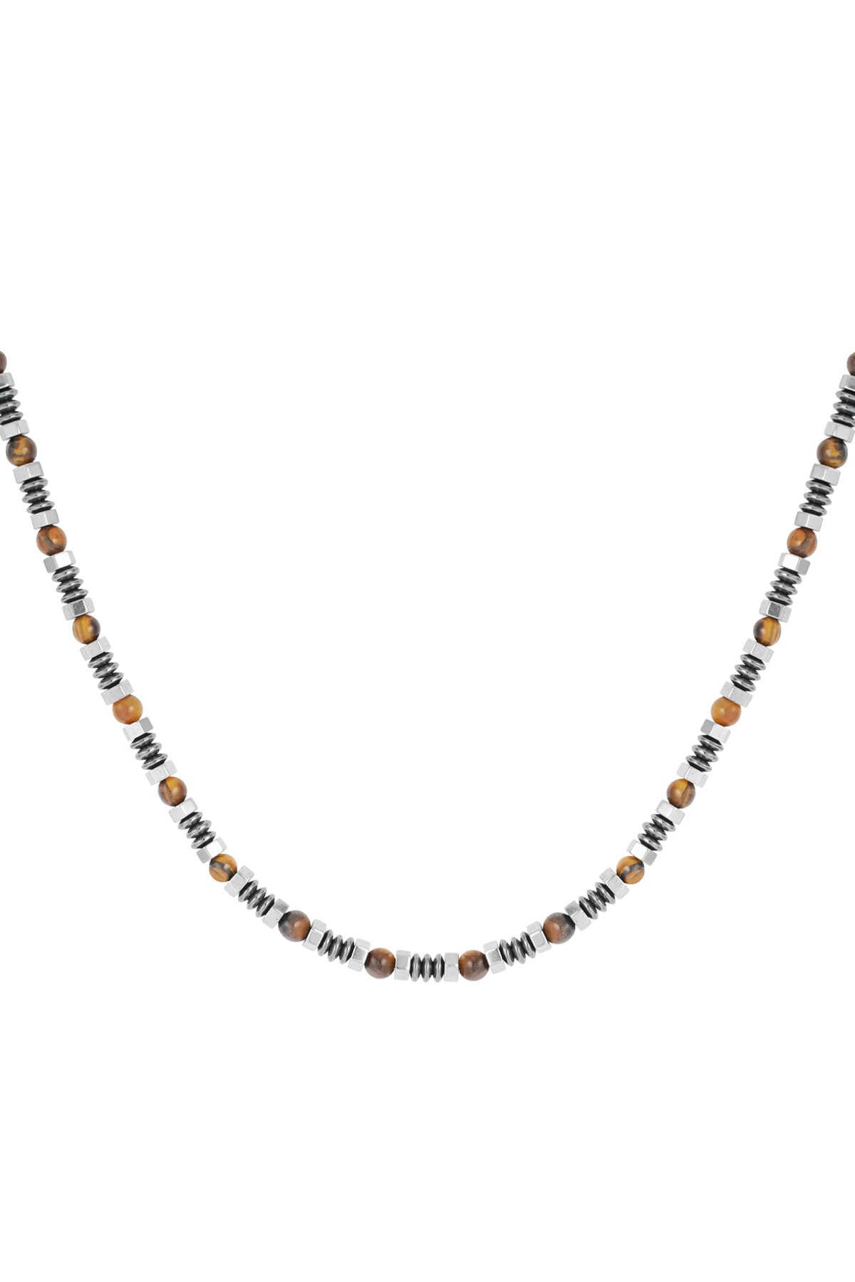 Men's necklace with charms and beads - brown  h5 