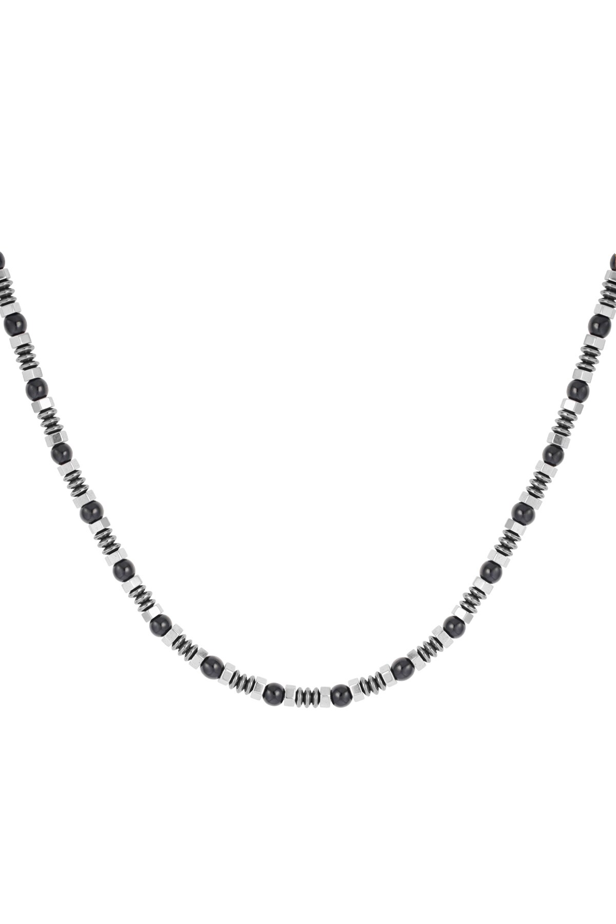 Men's necklace with charms and beads - black/silver  h5 