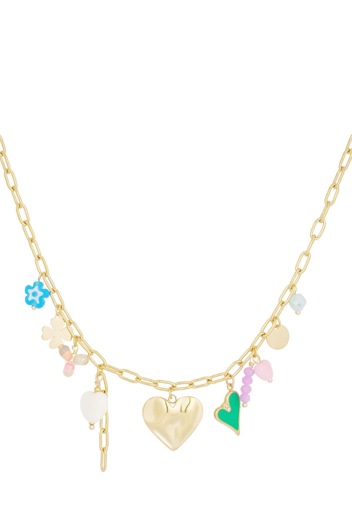 charm necklace with colored charms - Gold color h5 