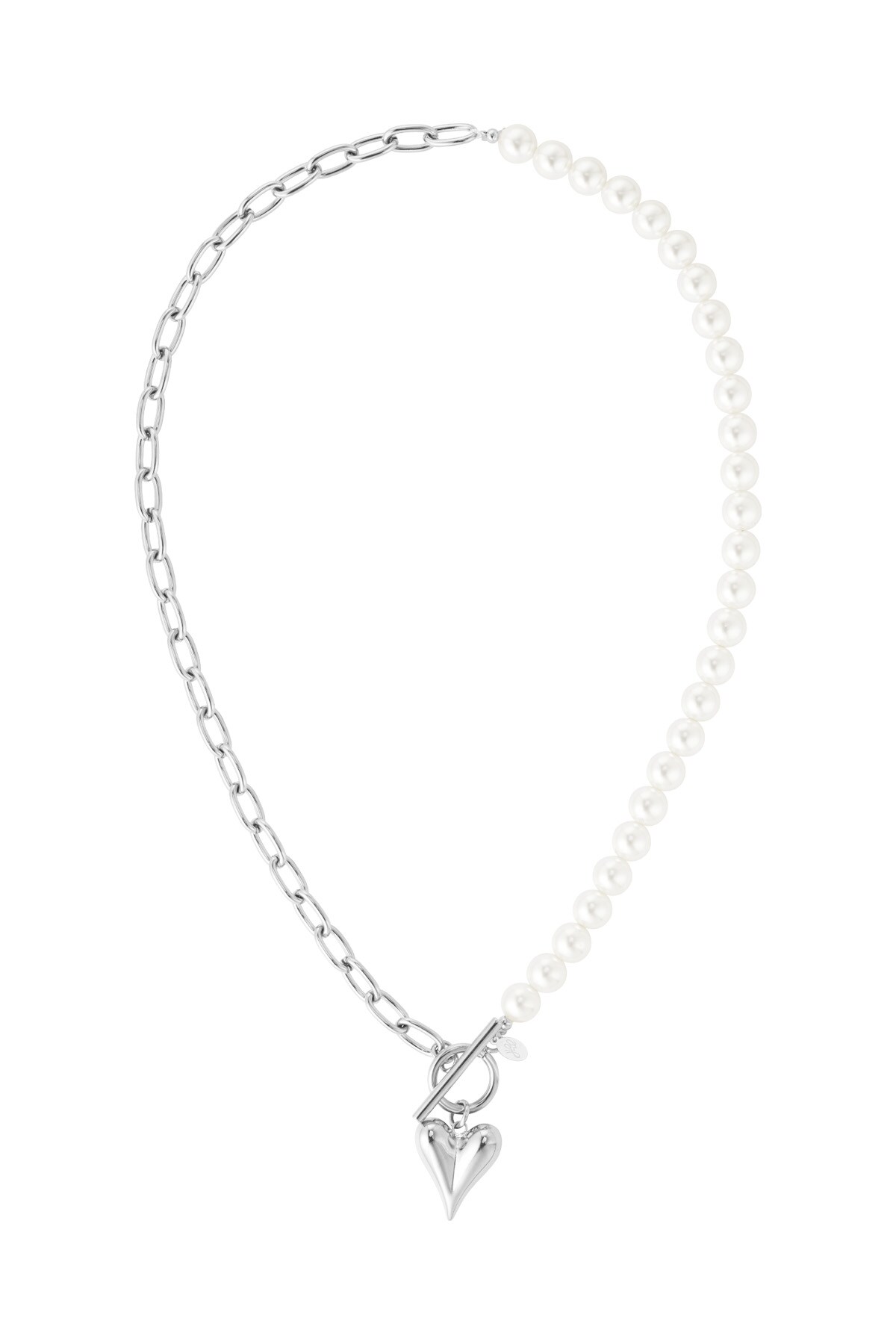 Pearl necklace with hearts - Silver color h5 Picture5