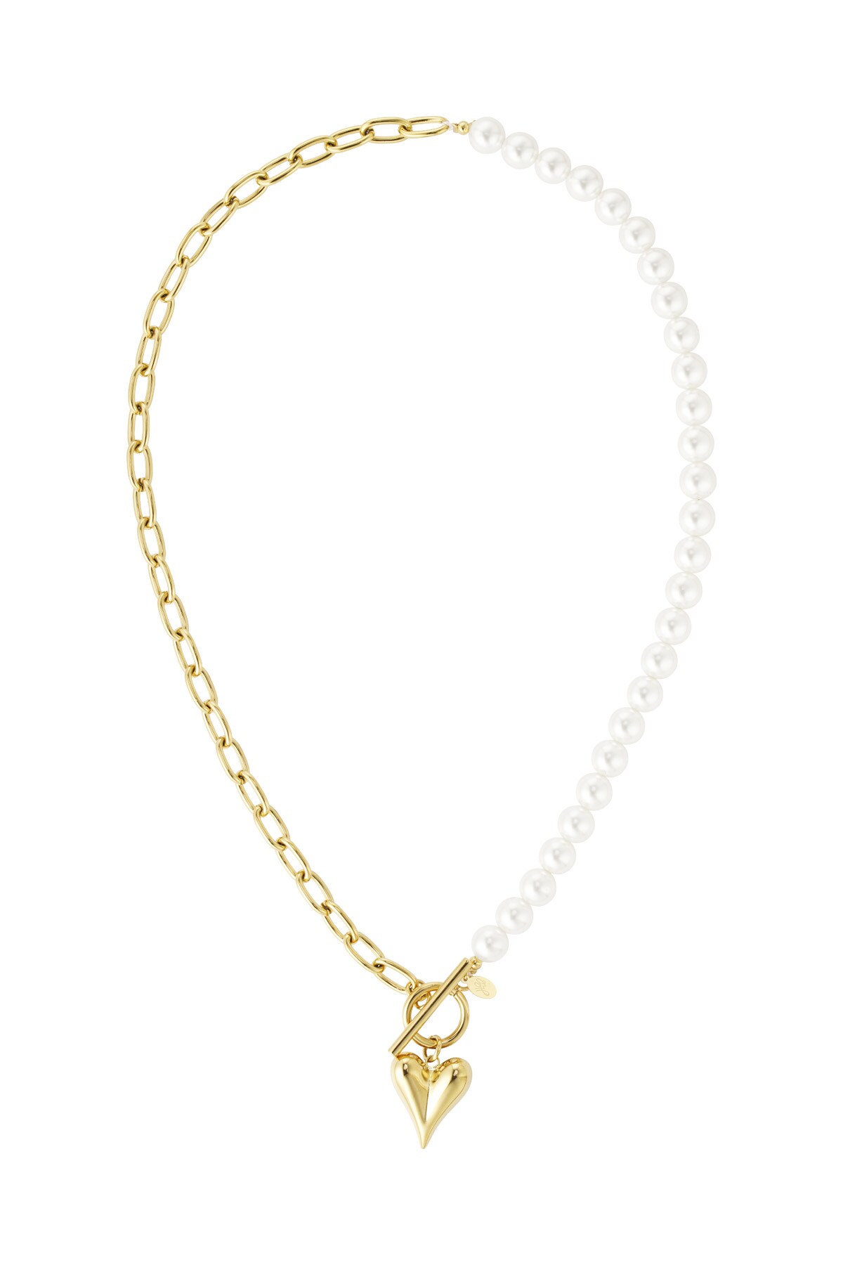 Pearl necklace with hearts - Gold color h5 Picture5