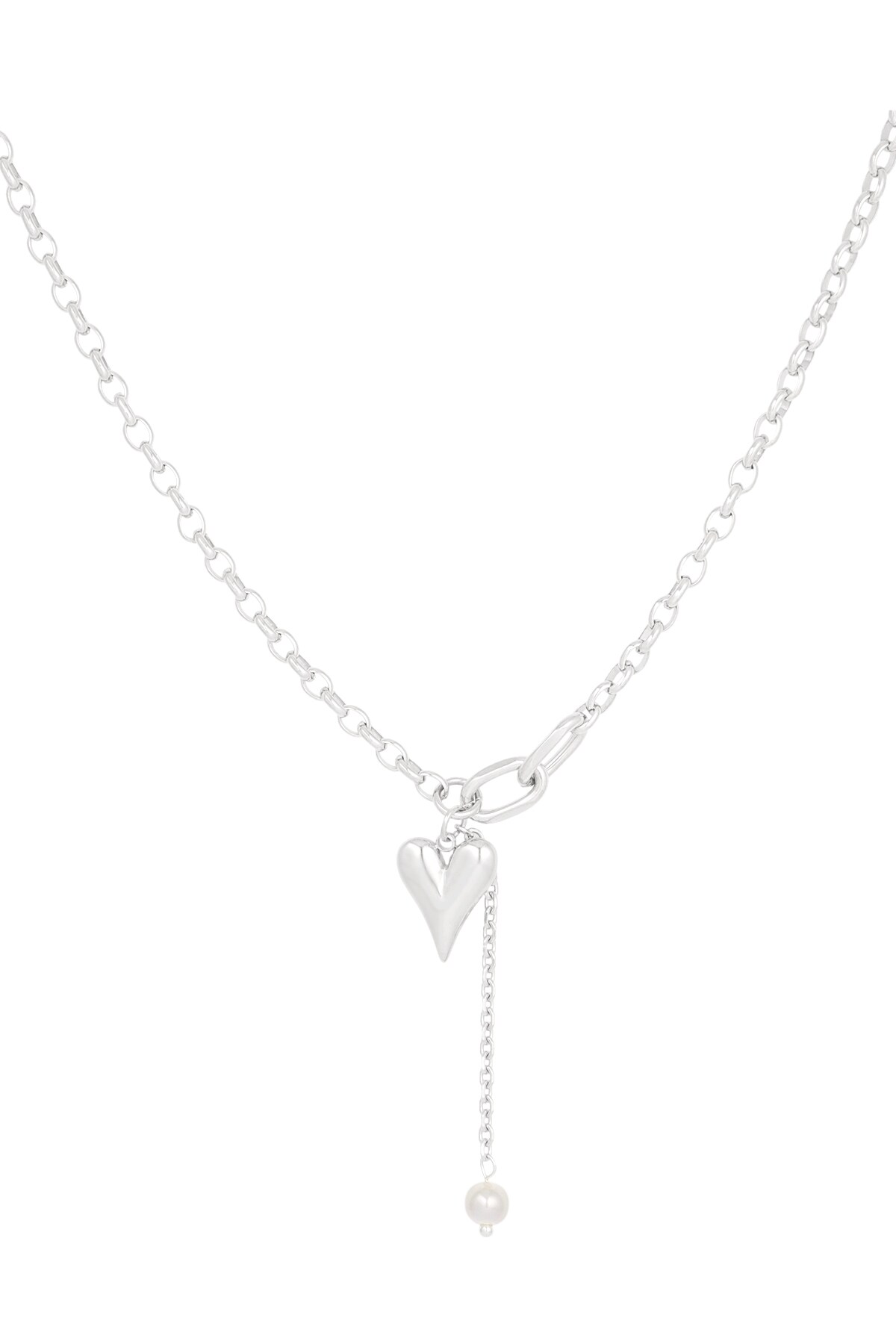 Necklace lovely hearts - Silver color h5 