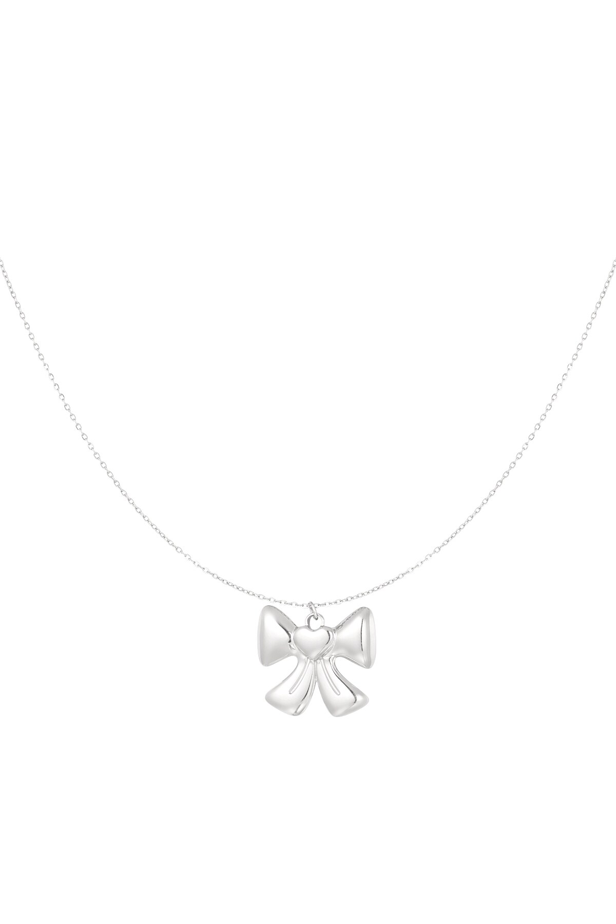 Simple love bow necklace - Silver color 