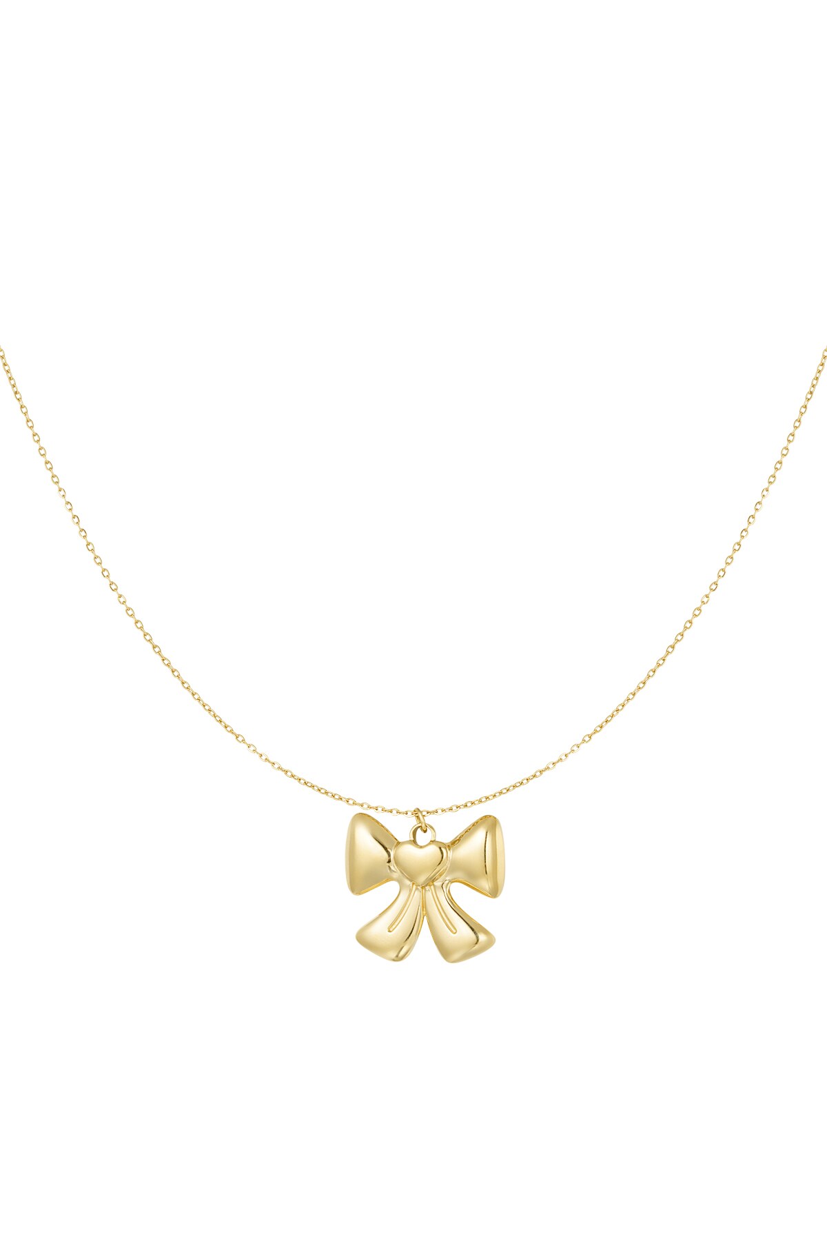 Simple love bow necklace - Gold color h5 