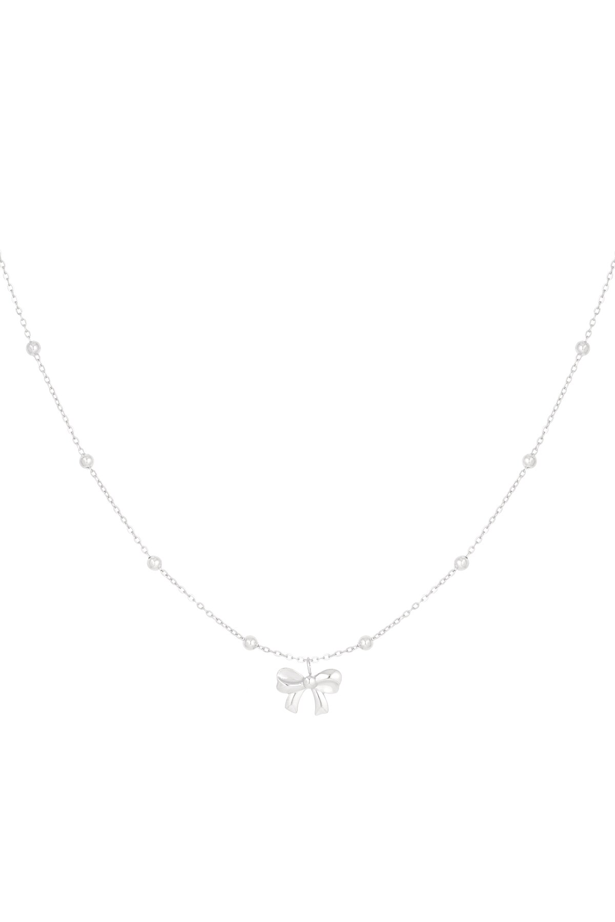 Necklace with balls and bow - Silver color h5 