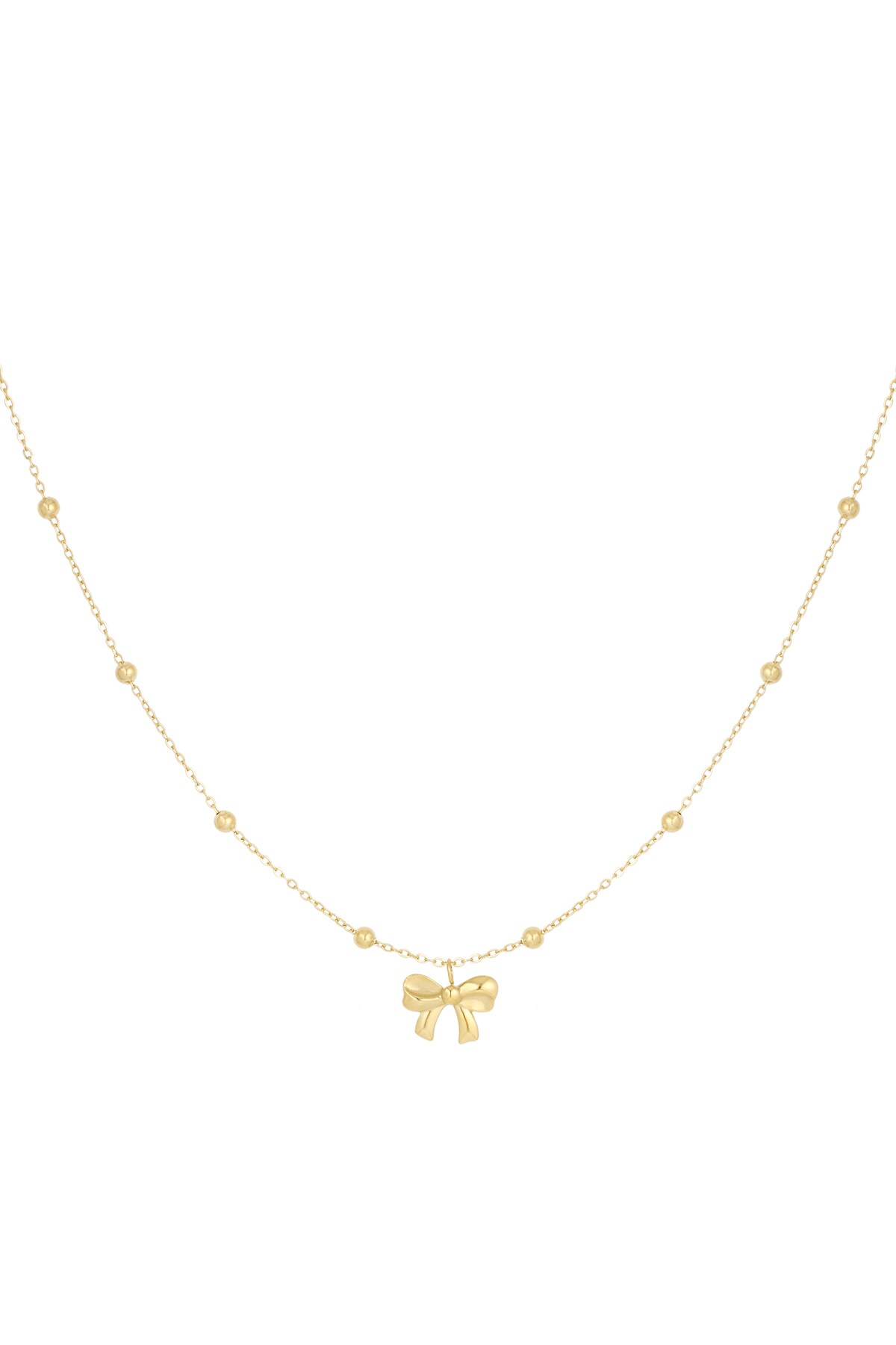 Necklace with balls and bow - Gold color h5 