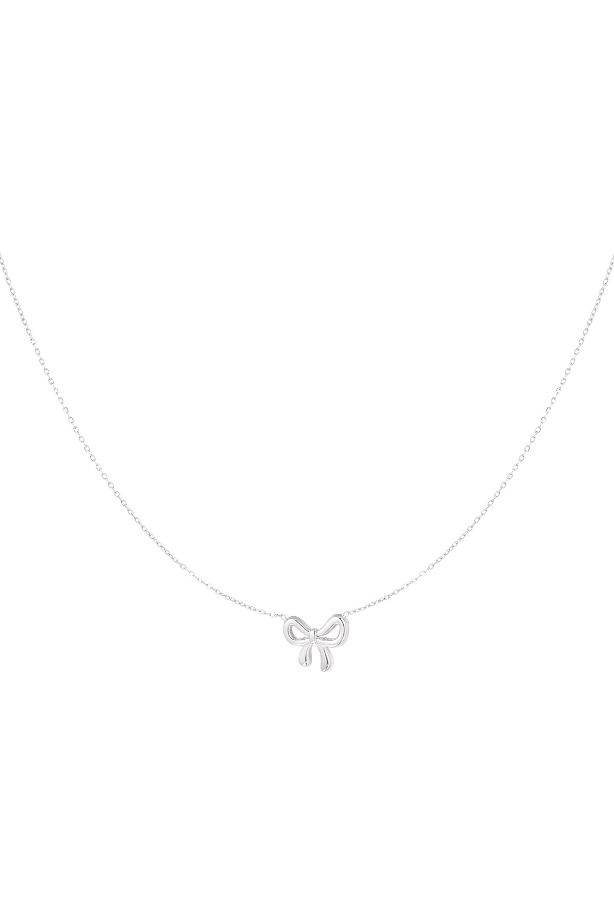 Simple bow necklace - Silver color h5 