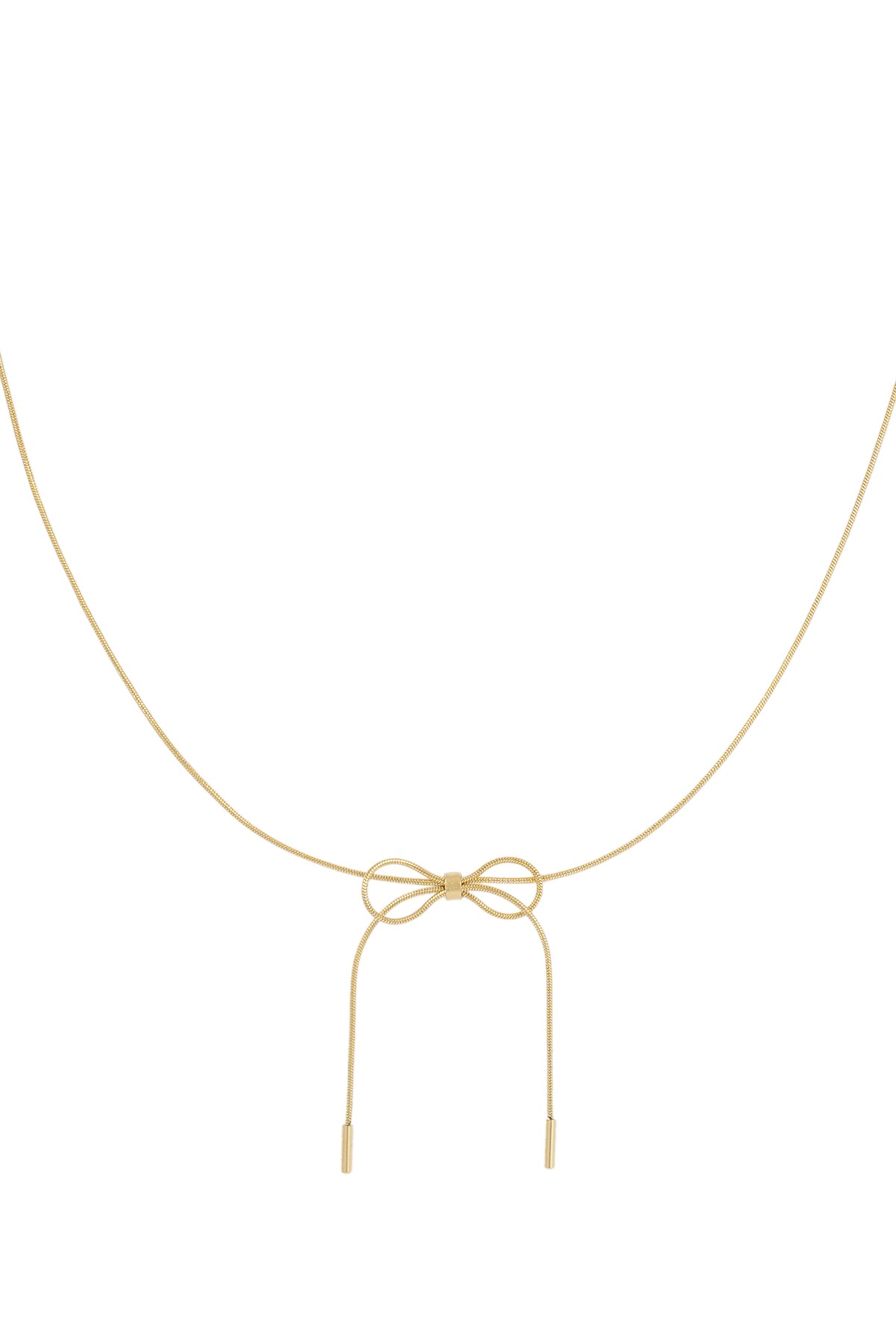 Thin chain with bows charm - Gold color h5 