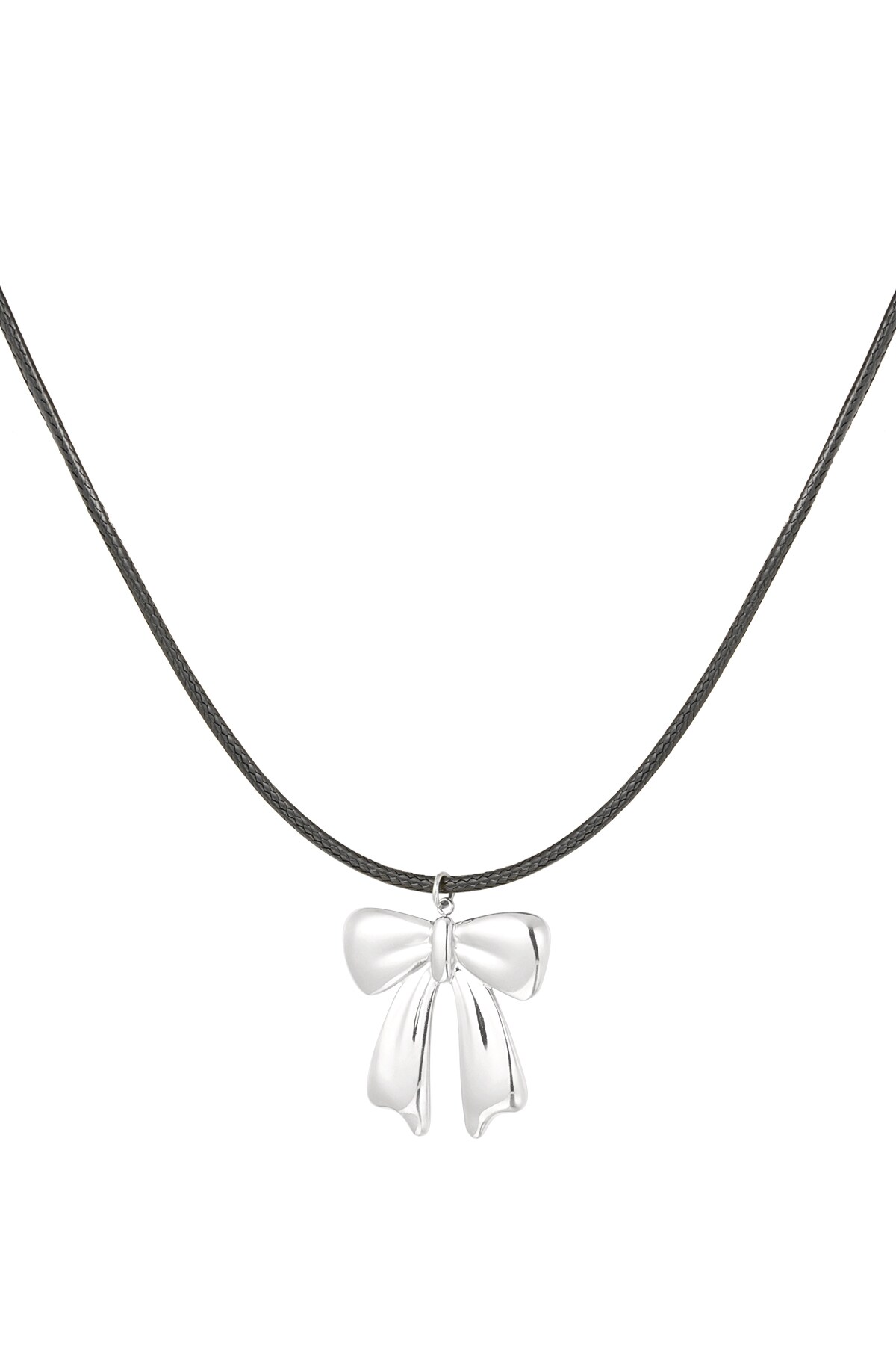 Rope chain large bow - Silver color h5 