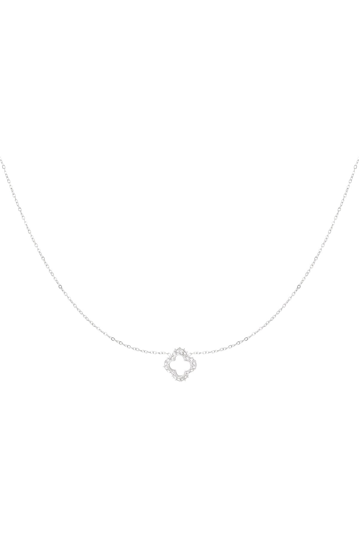 Diamond clover necklace - Silver color h5 