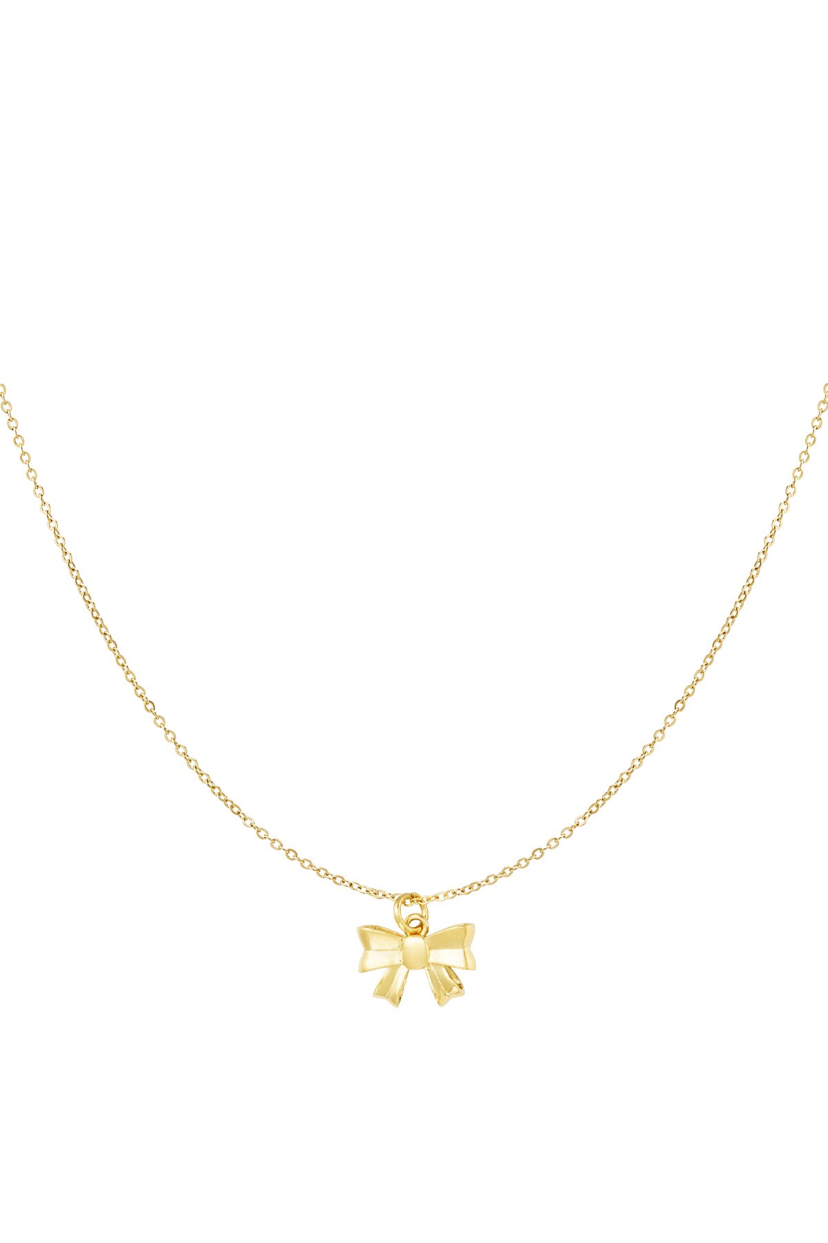 Simple necklace with bow pendant - Gold color h5 