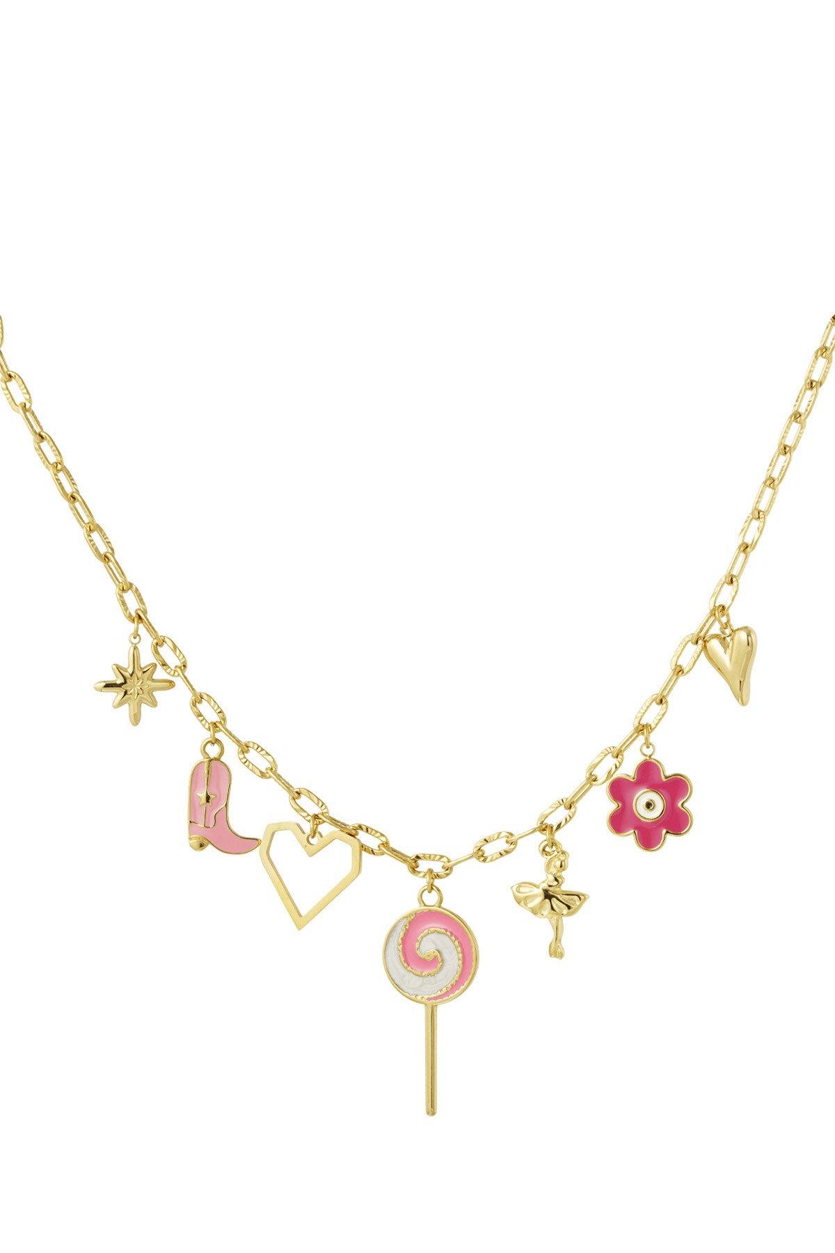 Candy store charm necklace - pink/gold   h5 