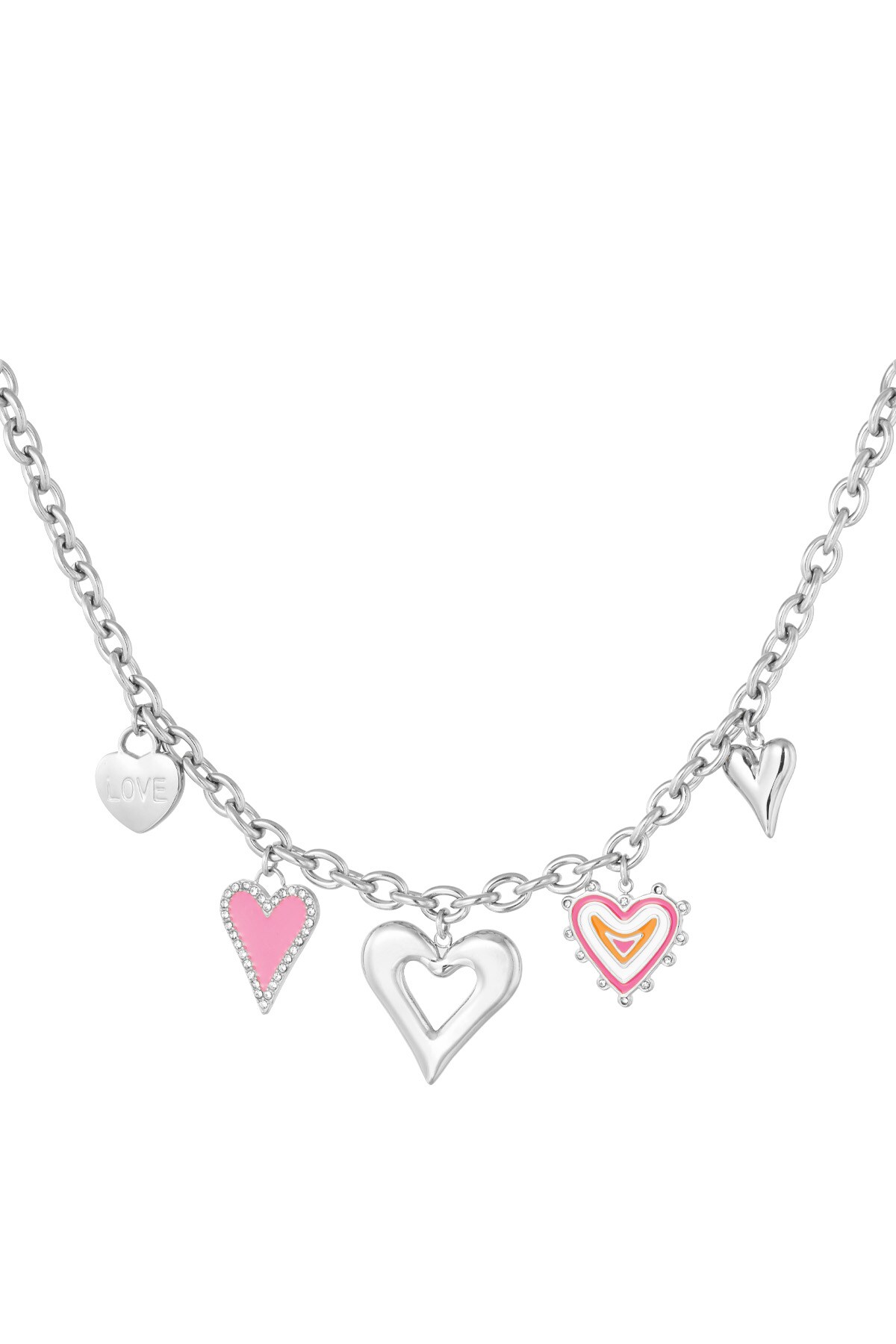 Charm necklace love always wins - Silver color 