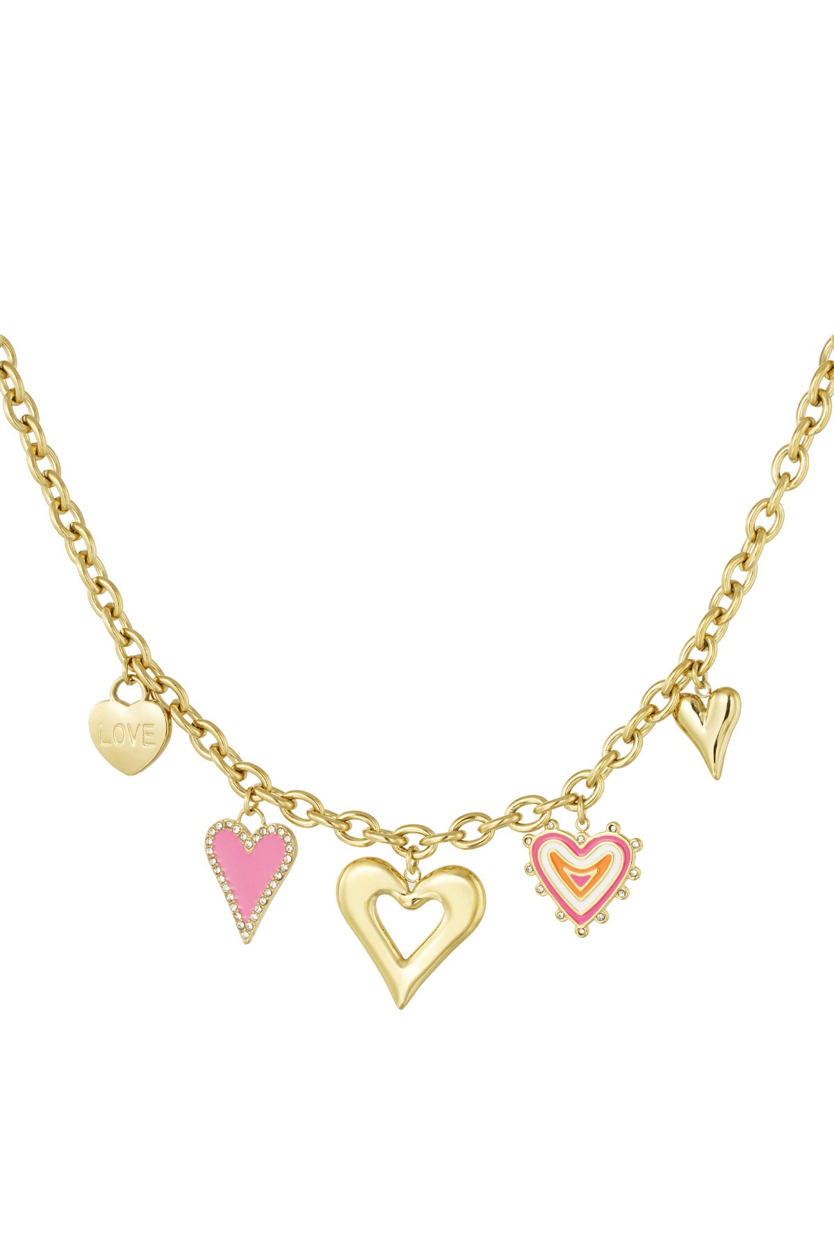 Charm necklace love always wins - Gold color h5 