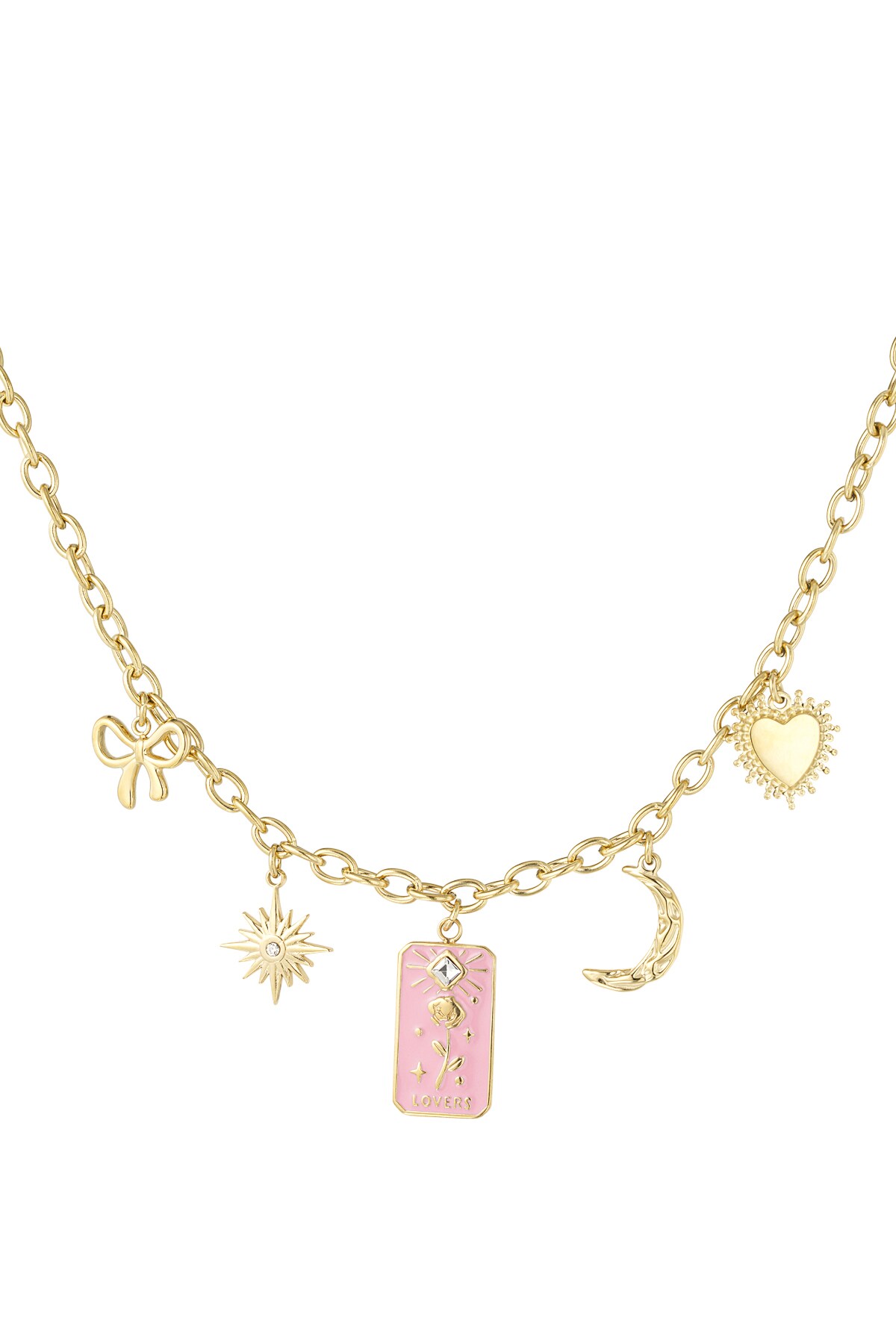 Rose lovers charm necklace - Gold color h5 