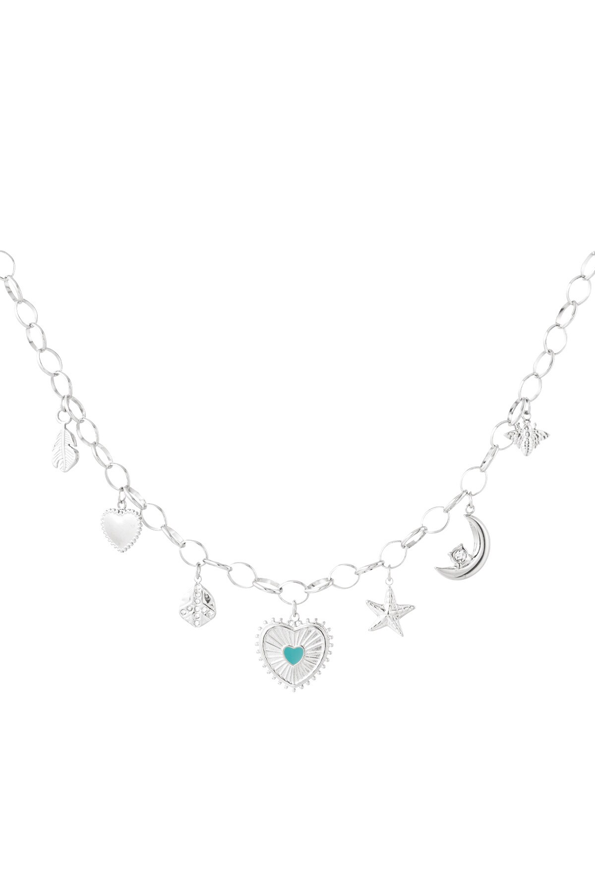 Sunny love charm necklace - Silver color h5 