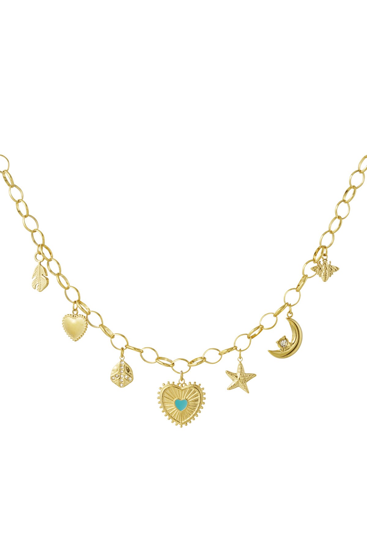 Sunny love charm necklace - Gold color h5 