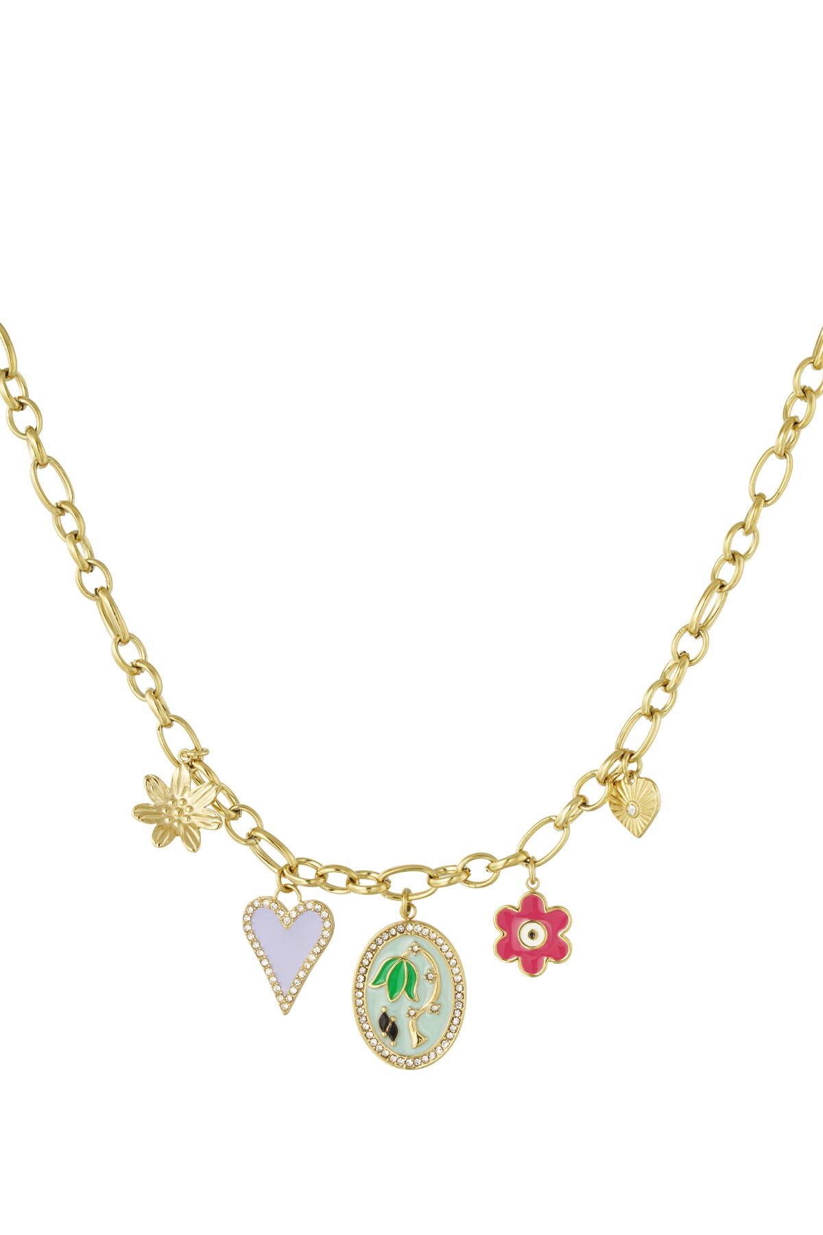 Roses road charm necklace - Gold color h5 