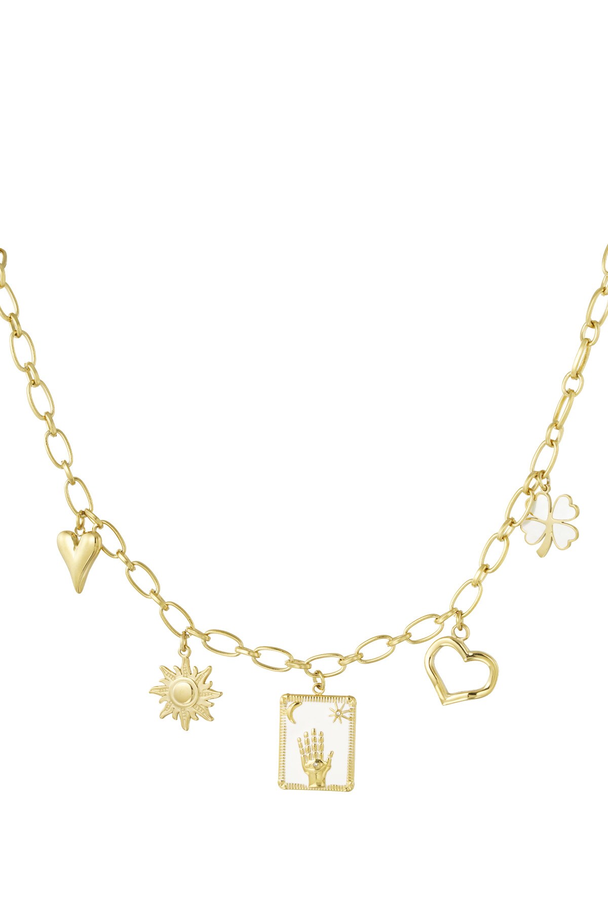 Charm necklace raise your hand - Gold color h5 