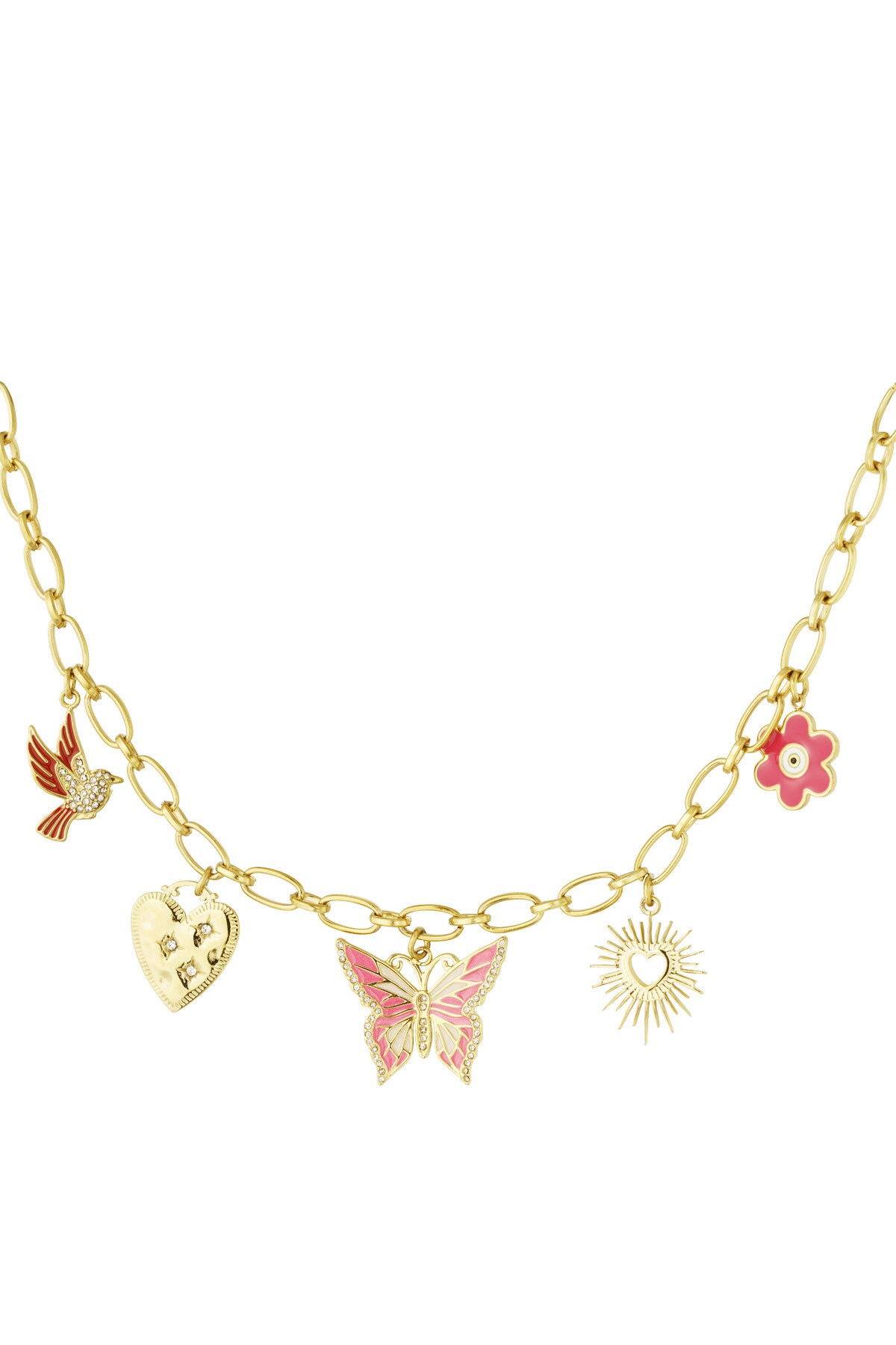 Charm necklace nature calls - gold pink h5 