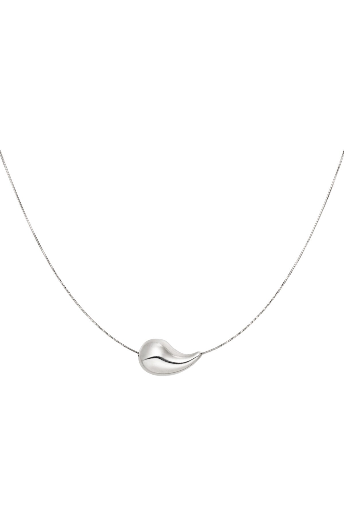 Simple necklace with drop - Silver color h5 