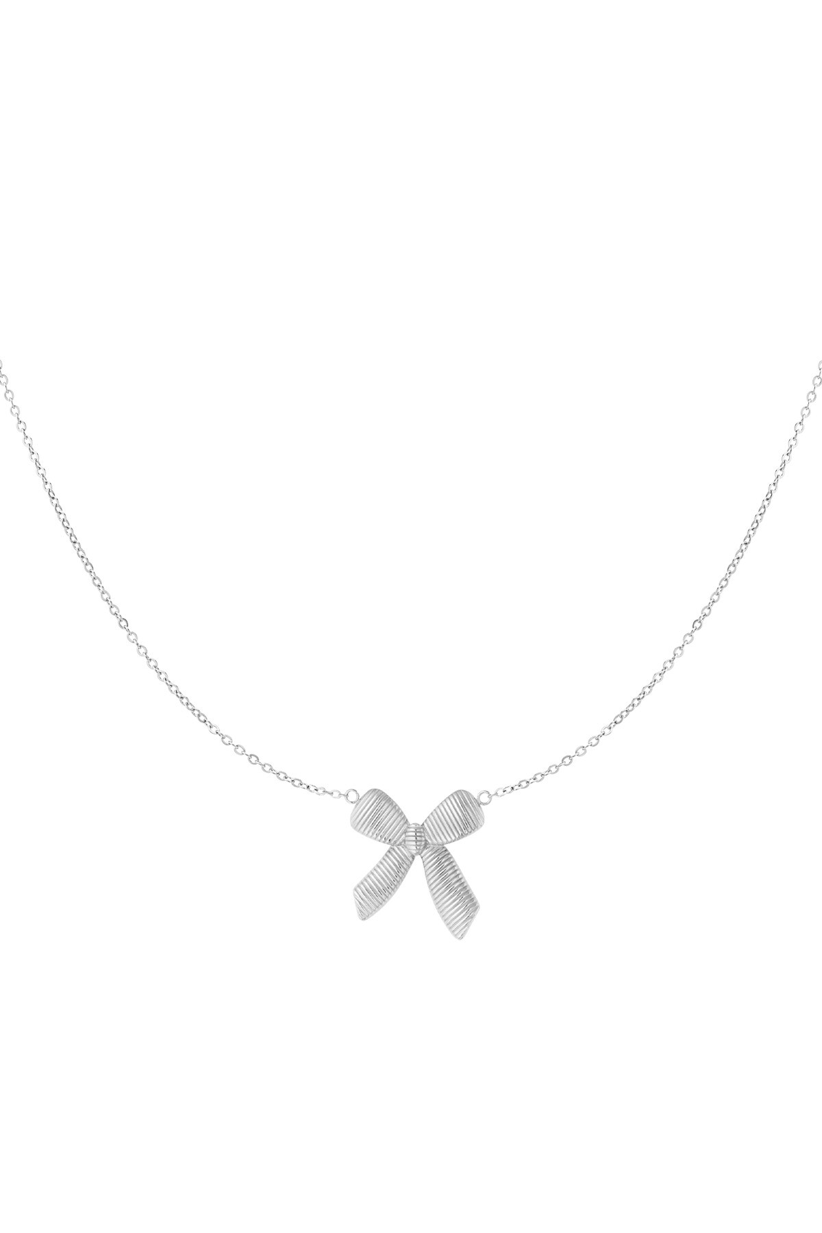 Simple necklace with bow - Silver color h5 