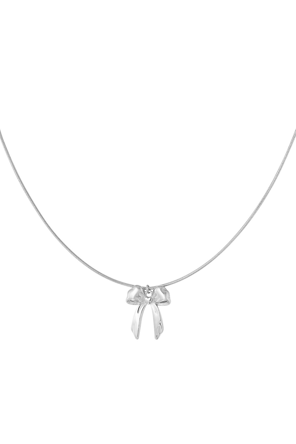 Classic necklace with large bow - Silver color h5 