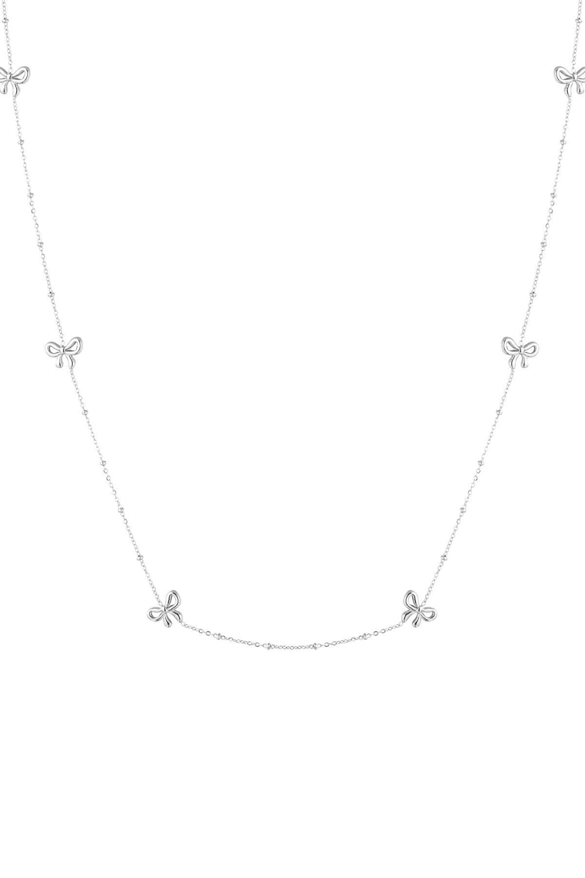 Long necklace with bows - Silver color h5 