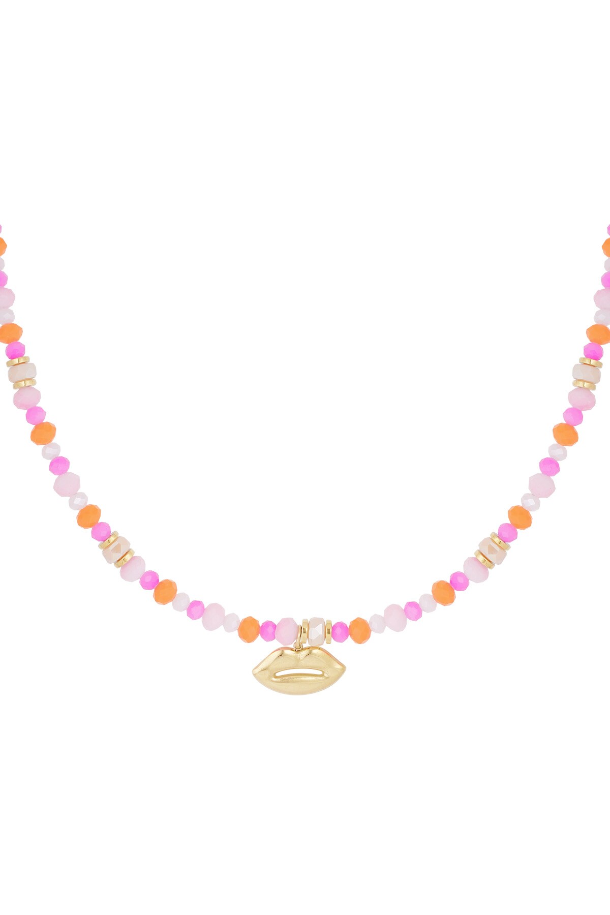 Colorful necklace joyful kiss - pink gold h5 