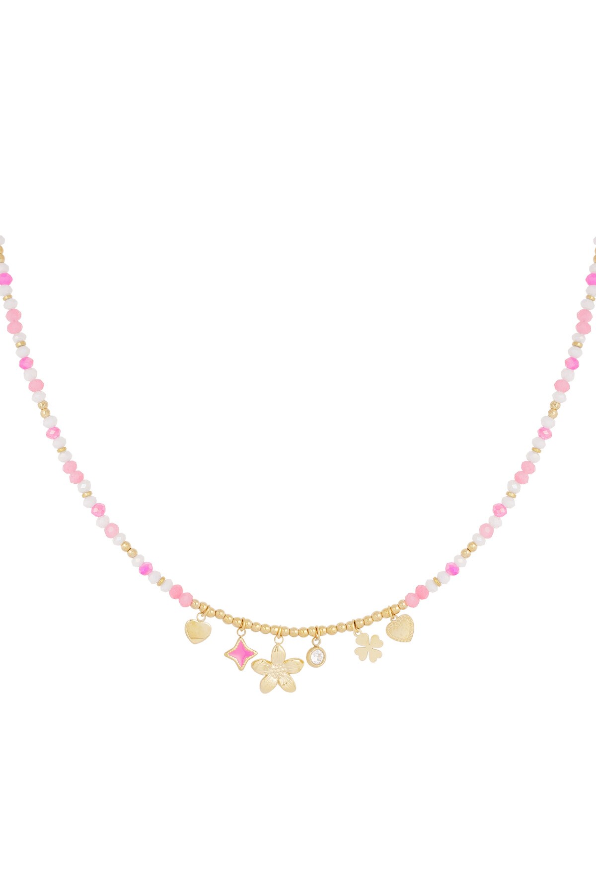 Colorful necklace summer lover - pink gold 