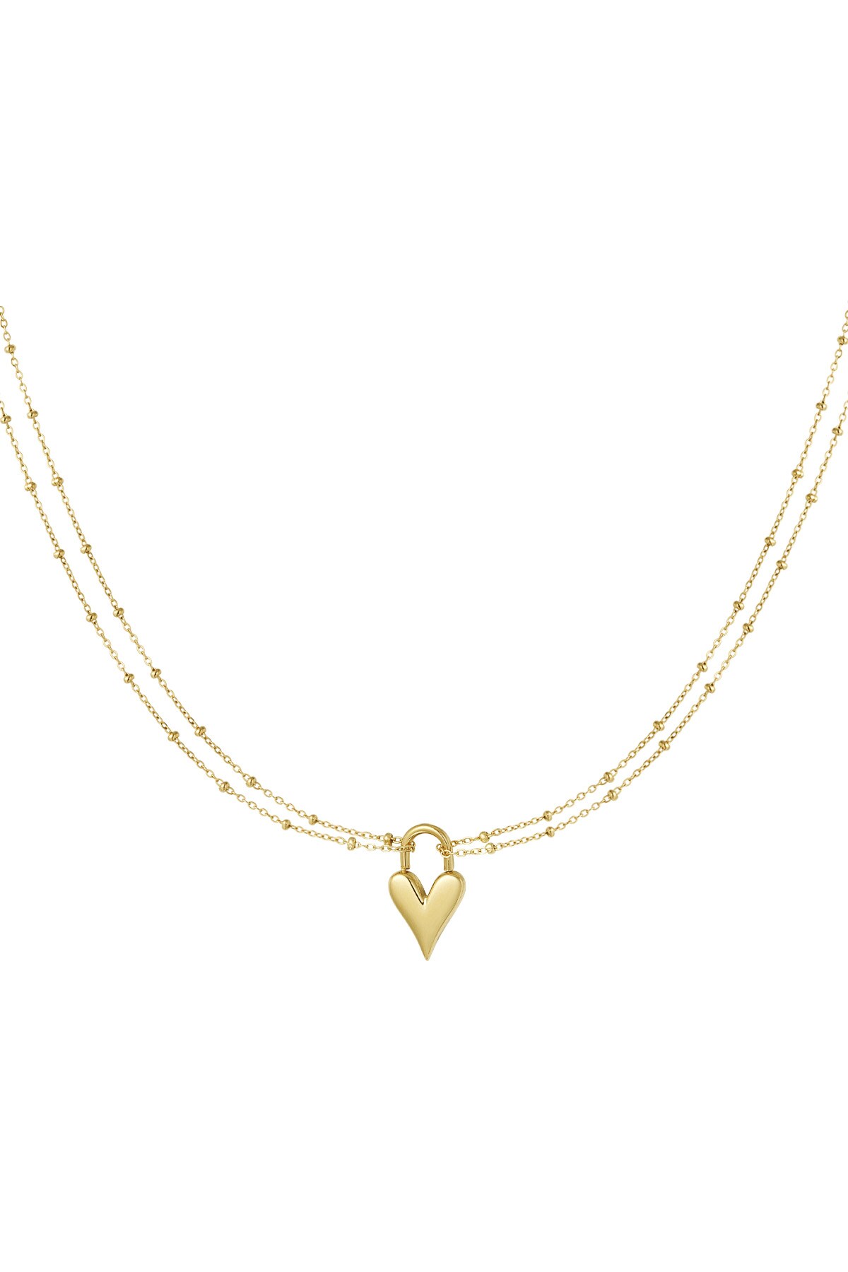 Locked love necklace - Gold color h5 