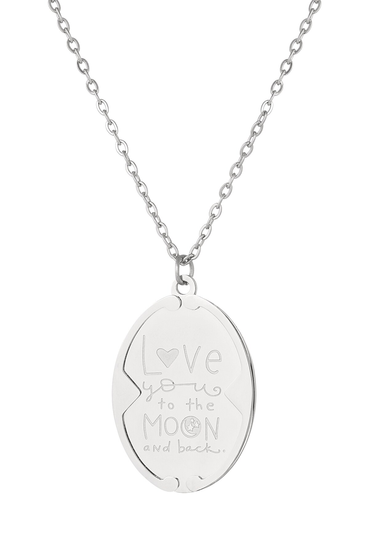 Love you to the moon and back necklace - Silver color h5 Picture4