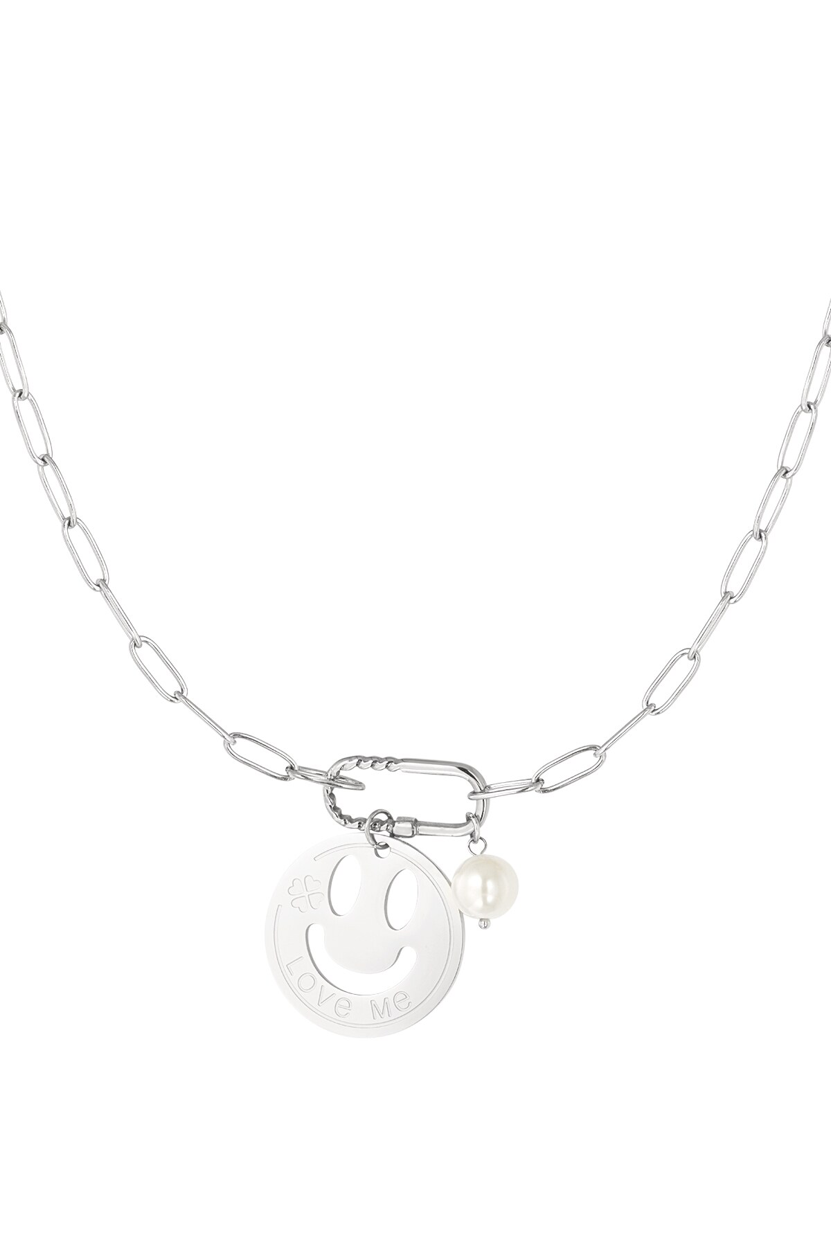 Smiley link necklace - Silver color h5 