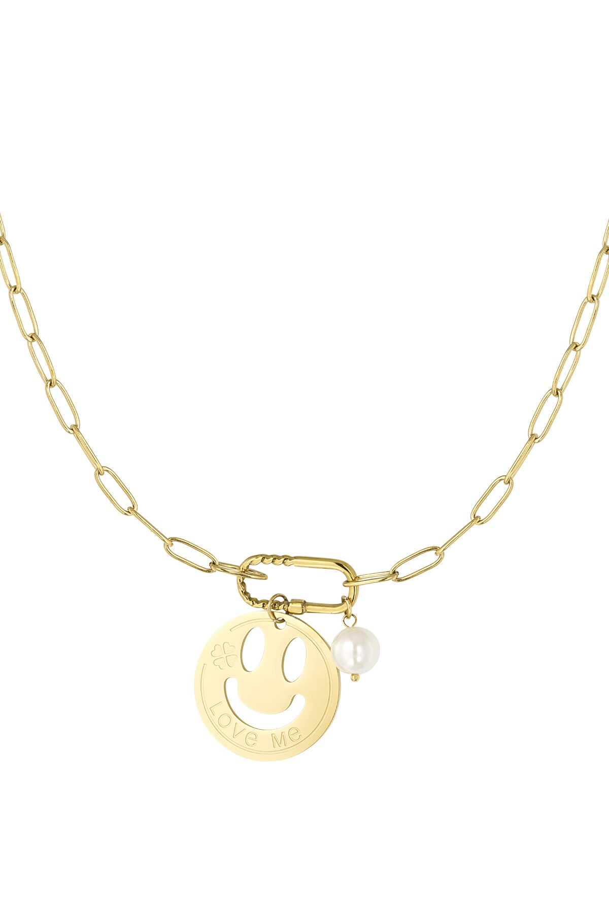 Smiley link necklace - Gold color h5 