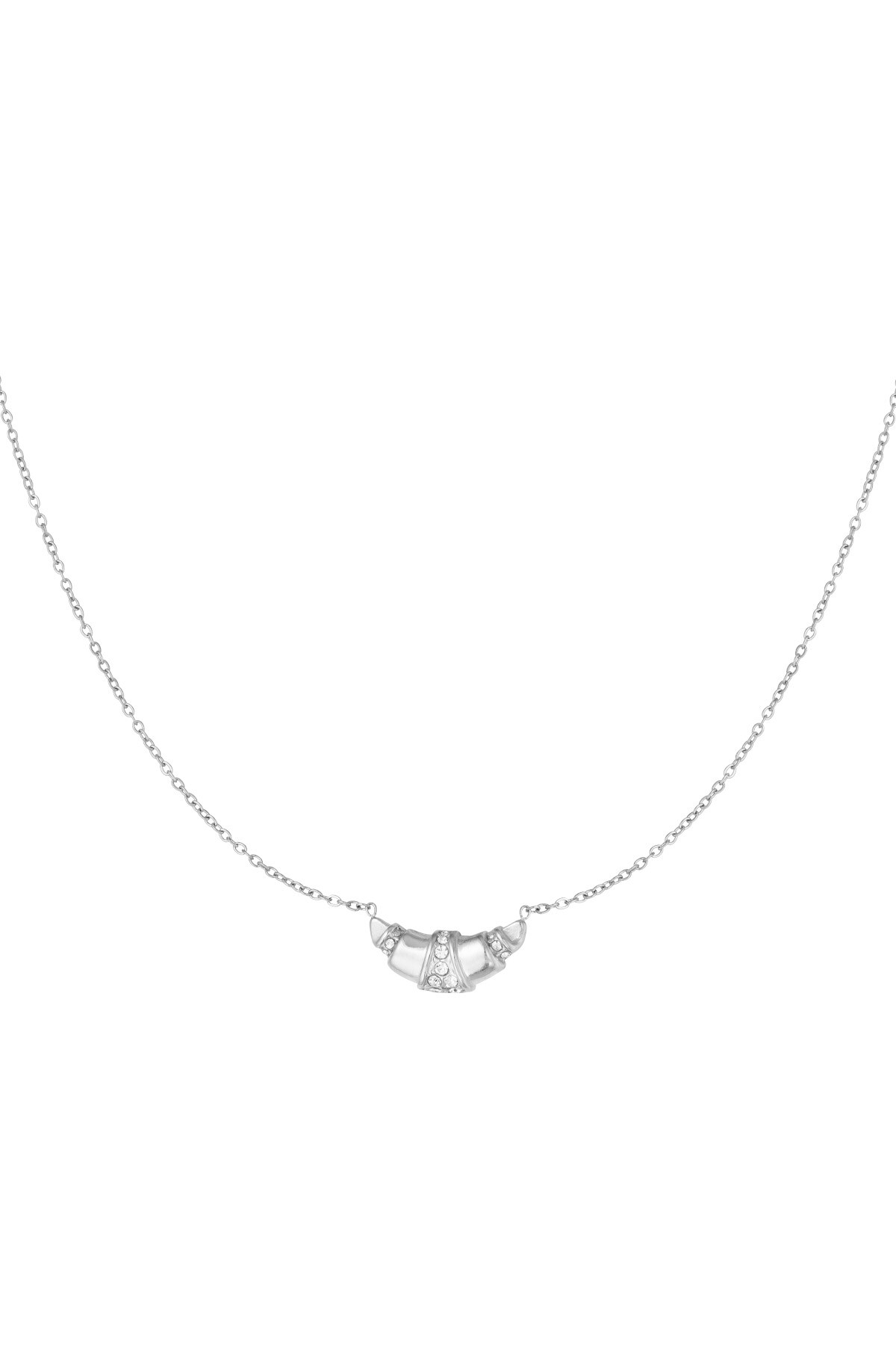 Glitter croissant necklace - Silver color h5 