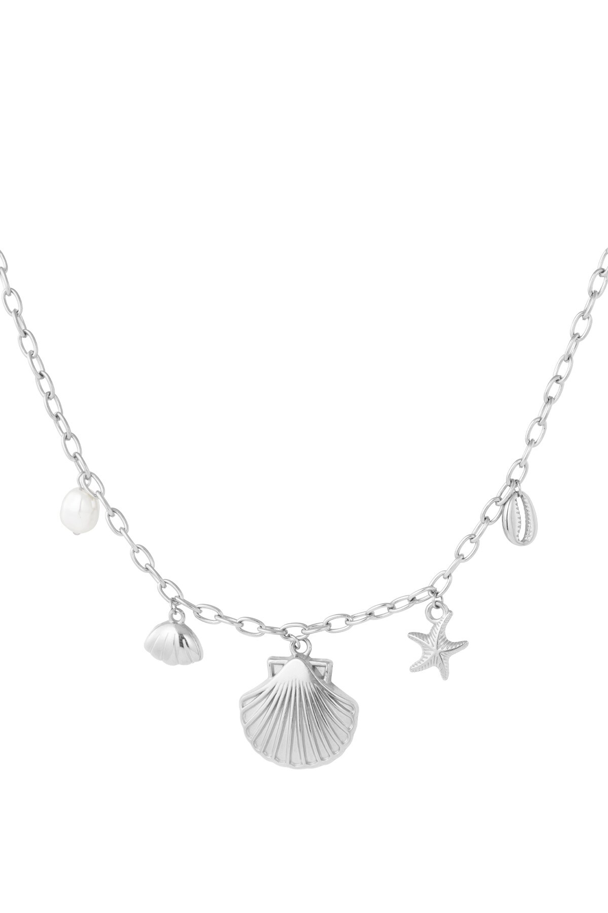 Seashell charm necklace - Silver color h5 